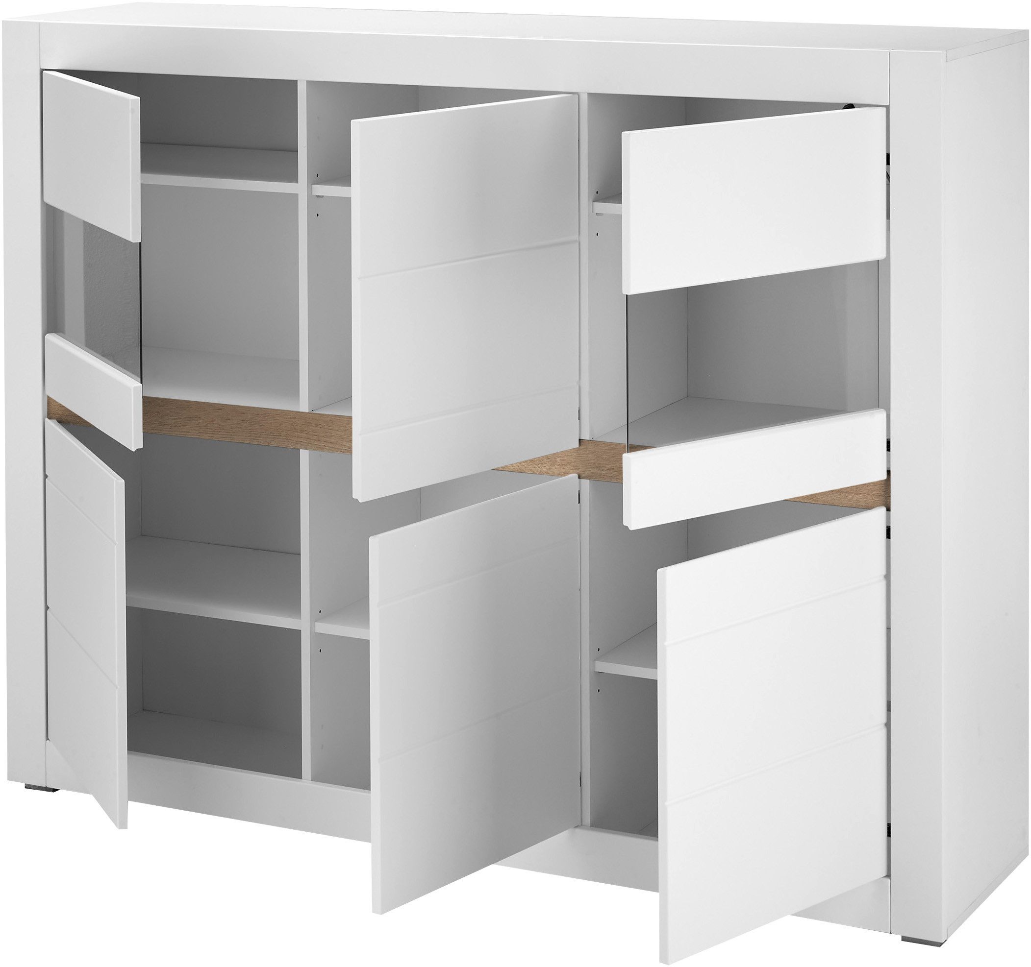 INOSIGN Highboard Chester, moderne ladekast, Kast met opbergruimte, Sideboard in Mat Wit (1 stuk)