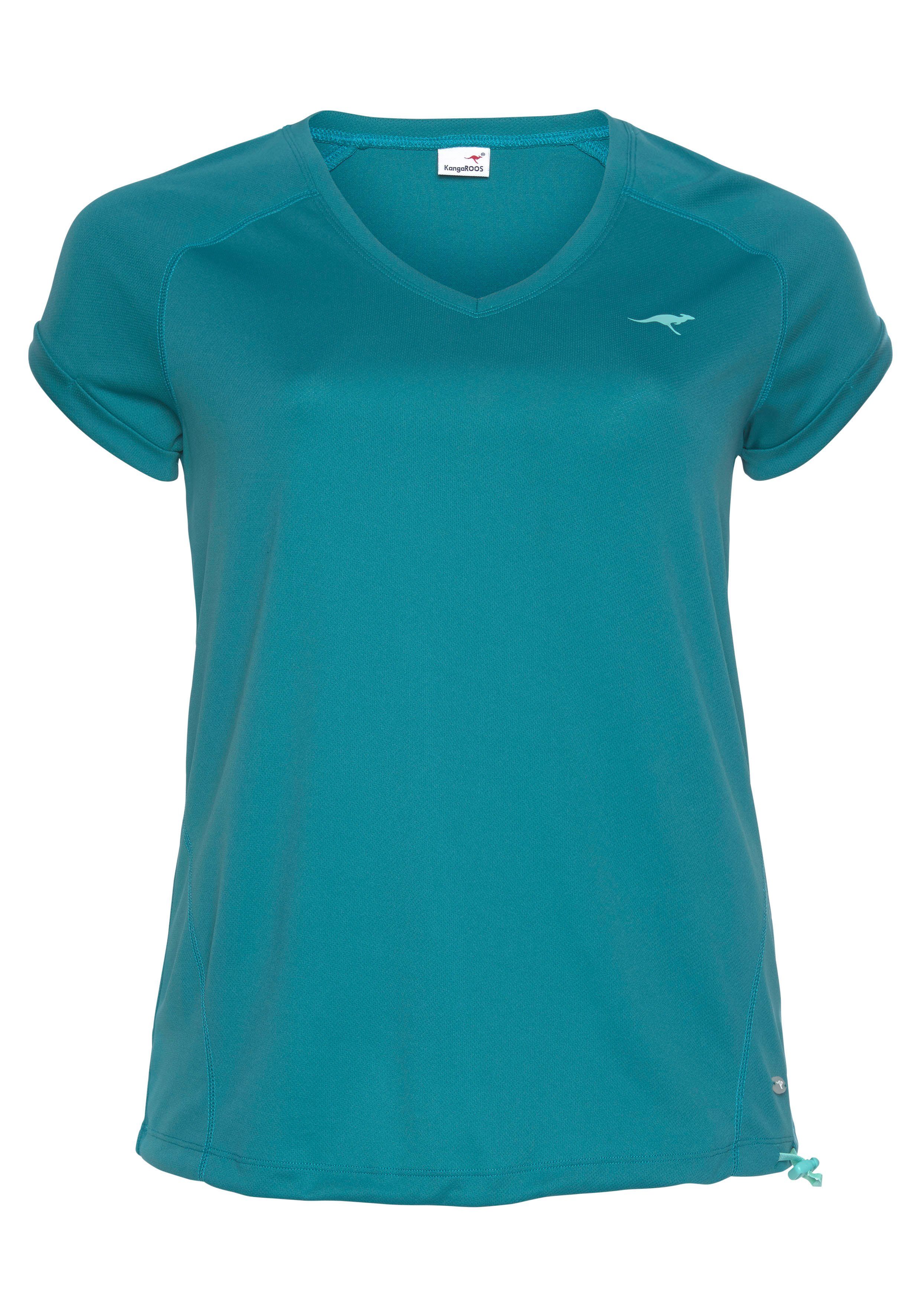 KangaROOS Functioneel shirt Korte mouwen, figuurvolgend, heupbedekkend, met V-hals