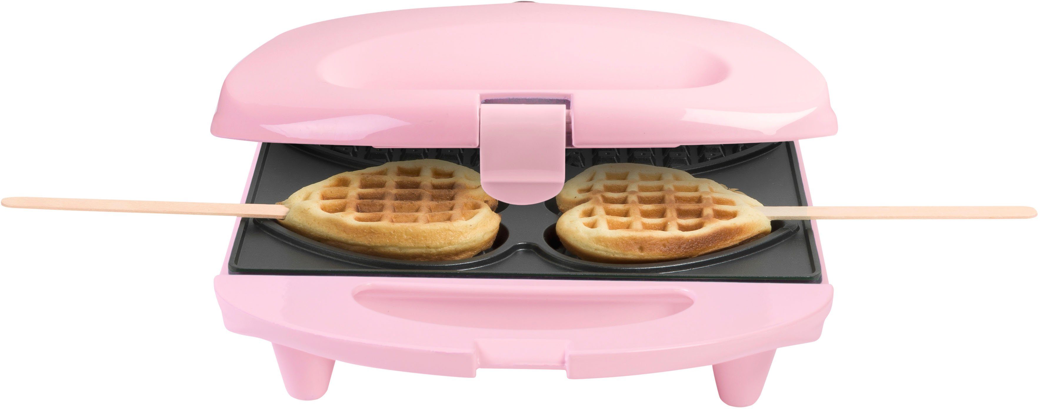 bestron Wafelijzer DSW271 voor hartwafels aan een stok voor hartvormige wafels aan een stokje, retrodesign
