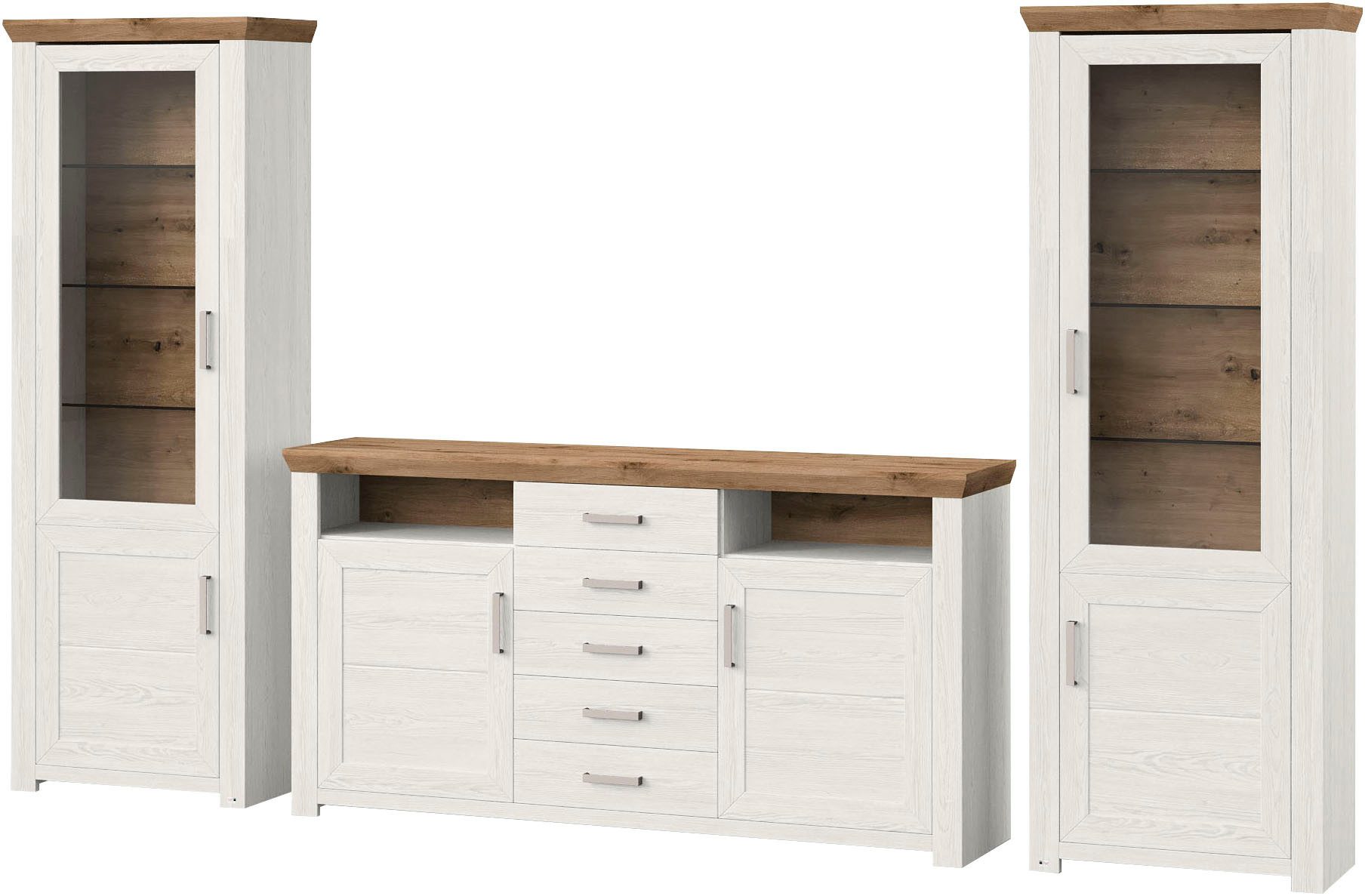 set one by Musterring Wandmeubel York Combinatie 05, in 3 kleurvarianten, totale breedte 354 cm (set, 3-delig)