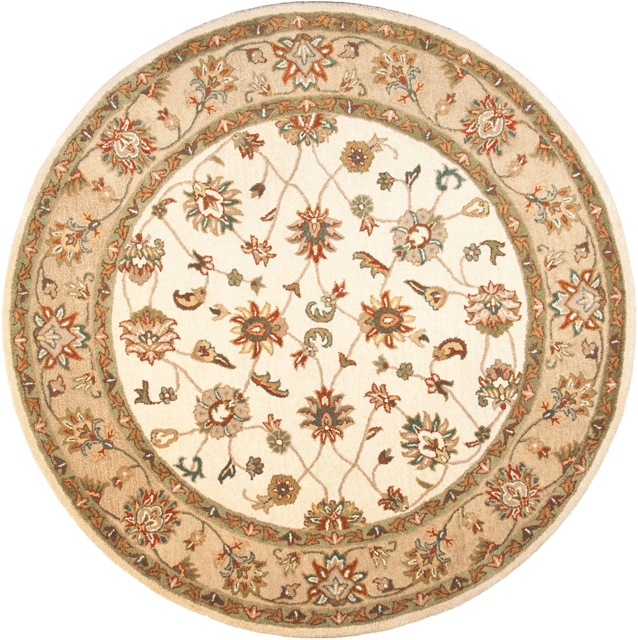 THEKO Wollen kleed Royal Ziegler 503 zuivere wol, handgetuft, oriënt-look wollen vloerkleden maat Ø 150 cm x 14 mm beige