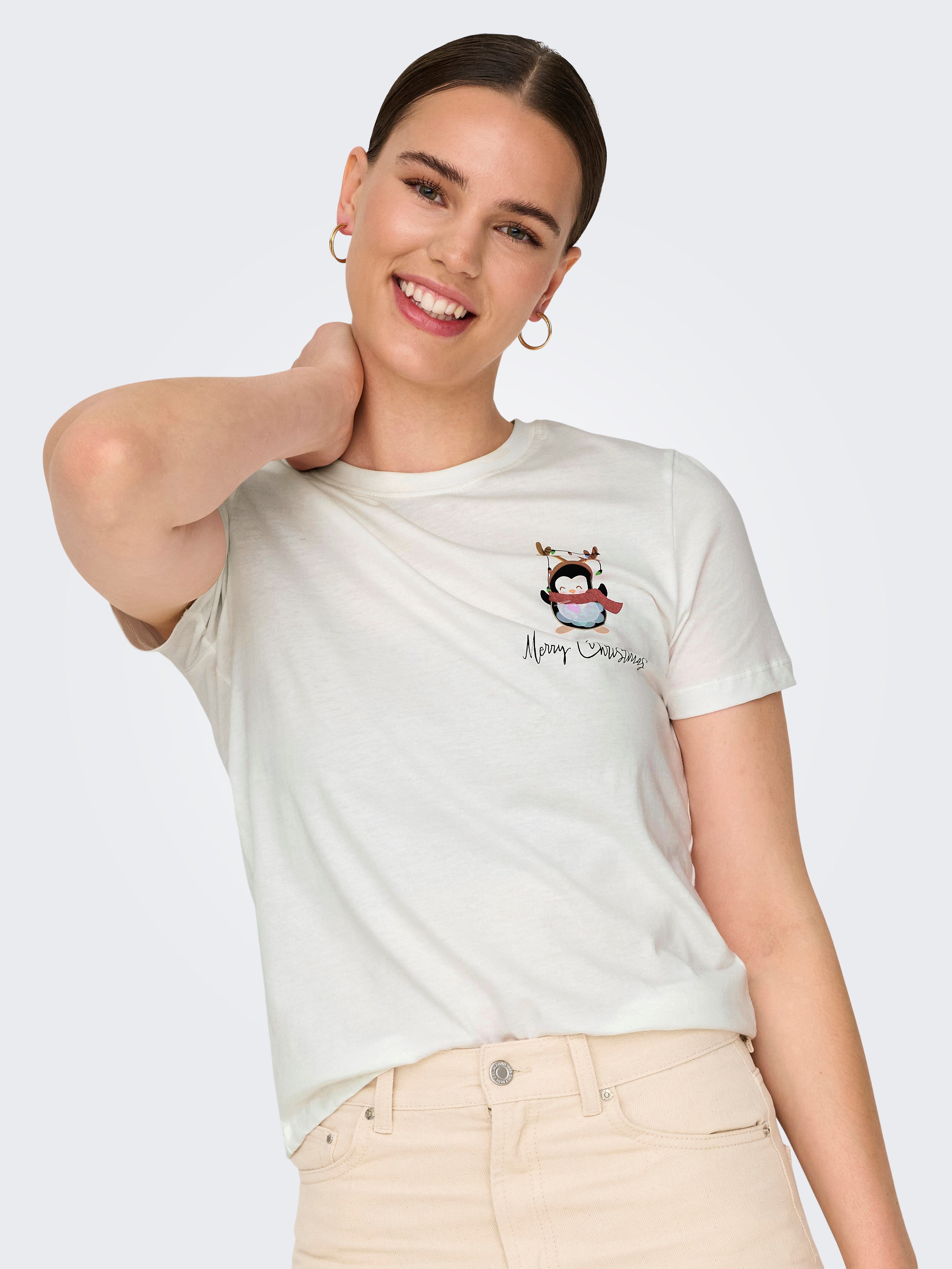 Only Shirt met korte mouwen ONLKITA LIFE REG S S TOP BOX XMAS JRS