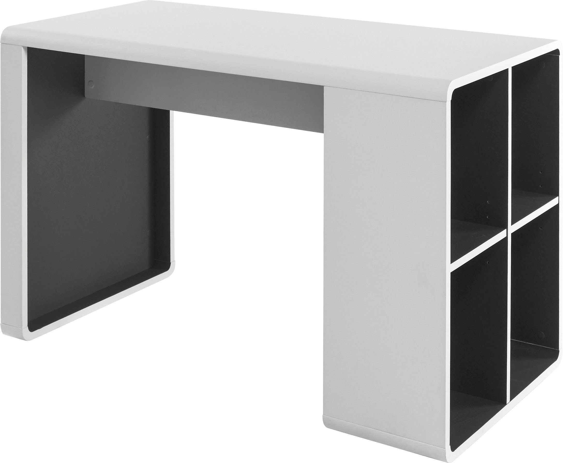 MCA furniture Bureau Tadeo matwit met 4 open vakken, breedte 119 cm bureaus wit