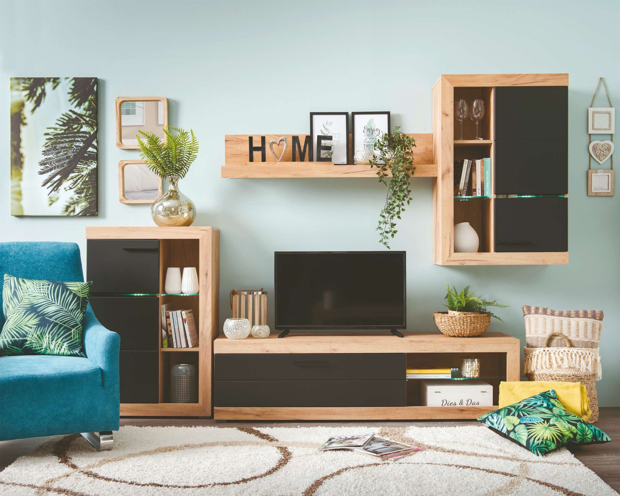 INOSIGN Woonkamerset Rosso woonwand, mediawand, aanbouwwand, voor TV tot 60', breedte 267 cm (complete set, 4-delig)