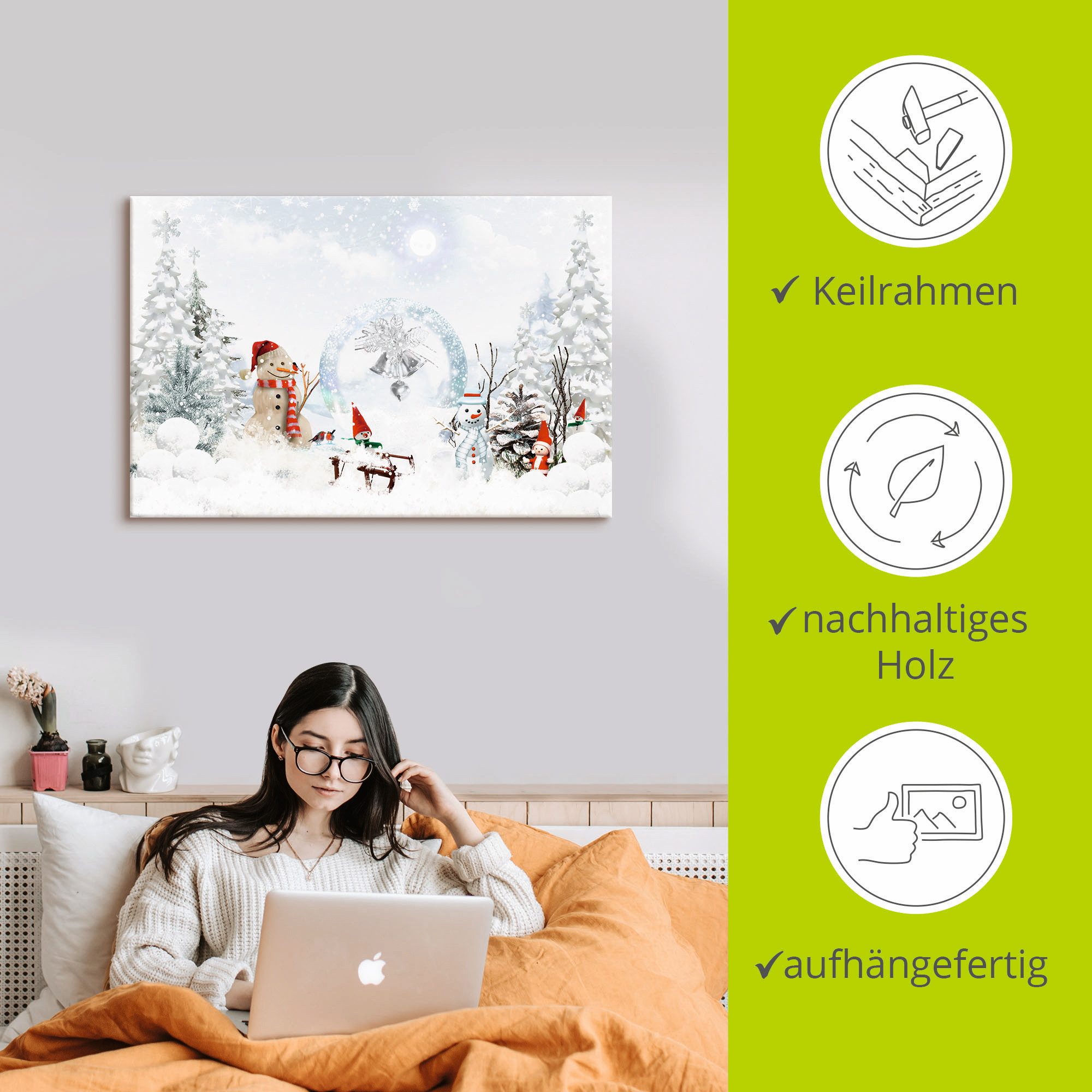 Artland Artprint op linnen Kerstsprookje gespannen op een spieraam