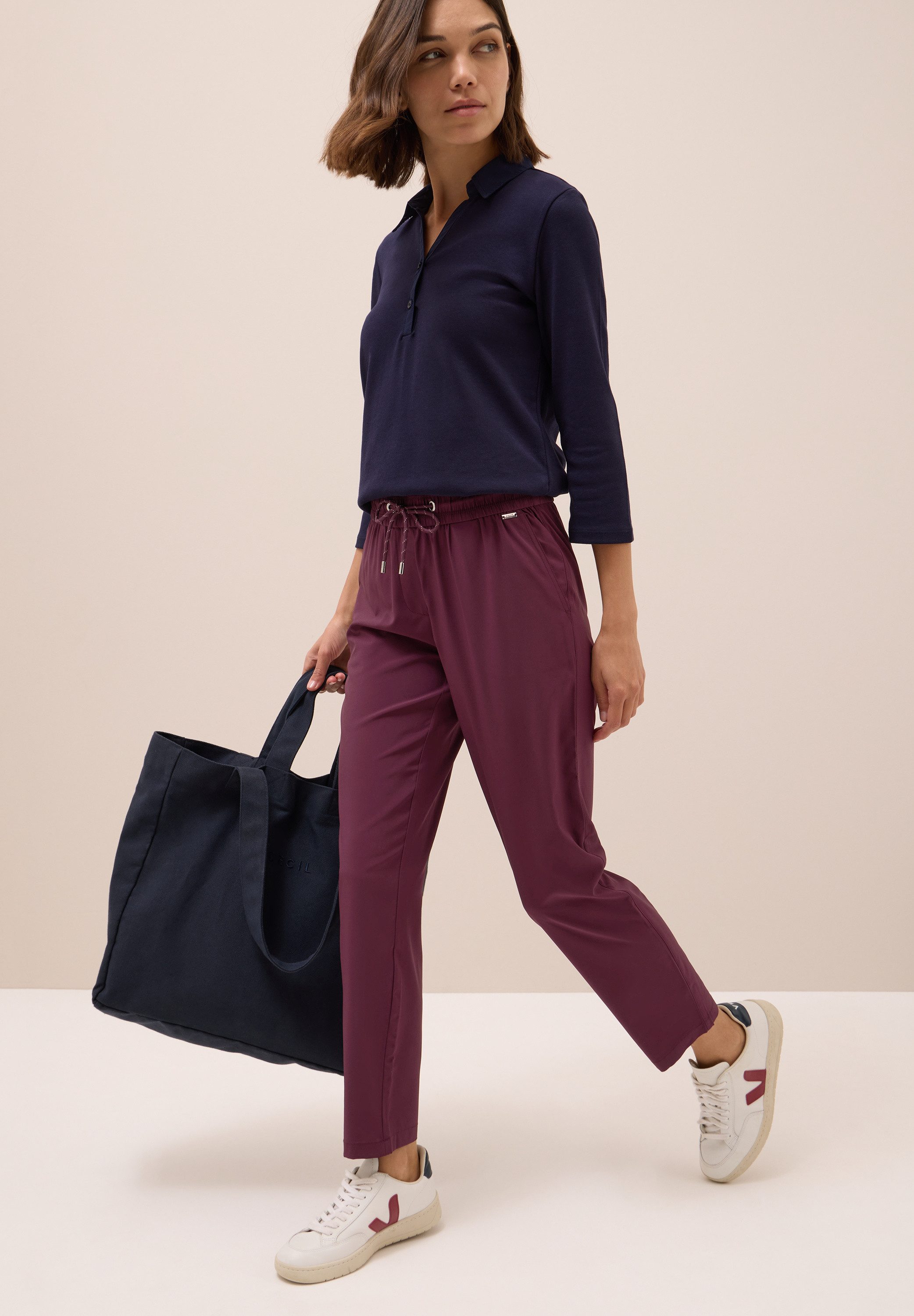 Cecil Stoffen broek Style Tracey Light met elastische band en rijgkoord