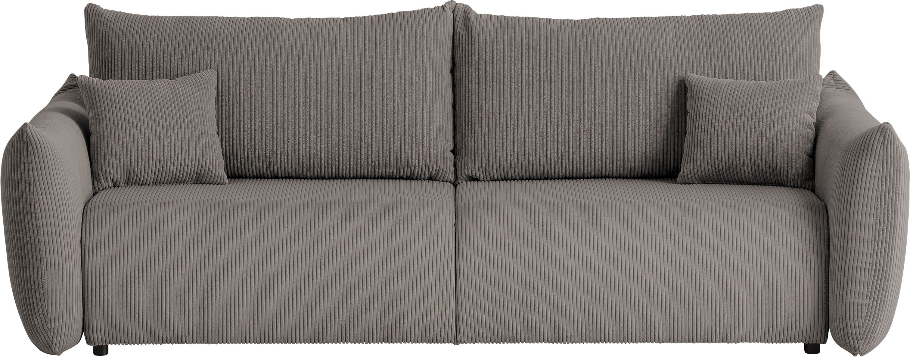 INOSIGN 3-zitsbank MAVAS slaapbank met bedlade ca. 240/108 cm (ligoppervlak 212/145 cm), ribfluweel, chenille, structuur