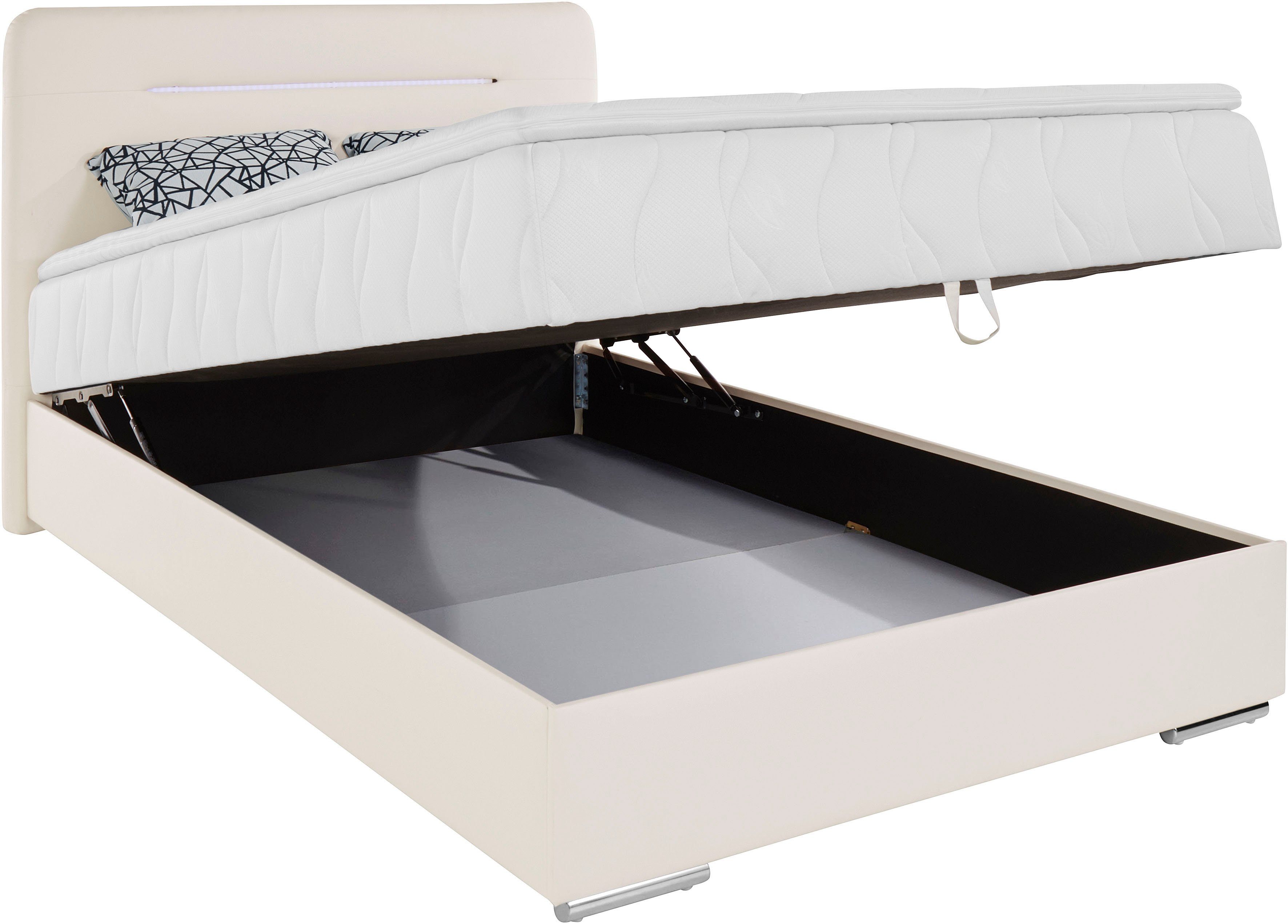 COTTA Boxspring Lighstar inclusief ledverlichting, topmatras, bedkist en sierkussen