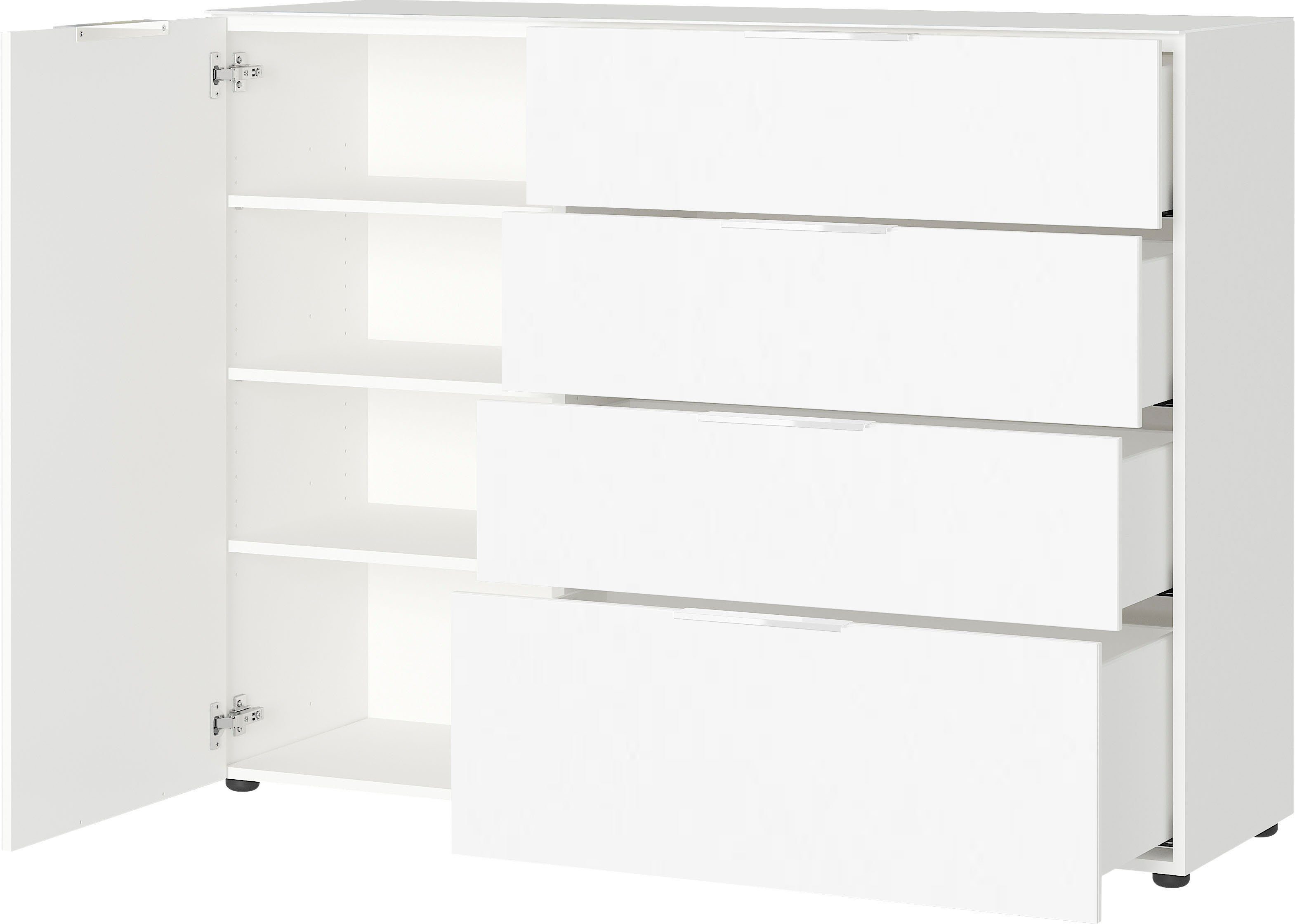 GERMANIA Dressoir OAKLAND in 2 breedten, fronten en bovenblad met glas-inlay