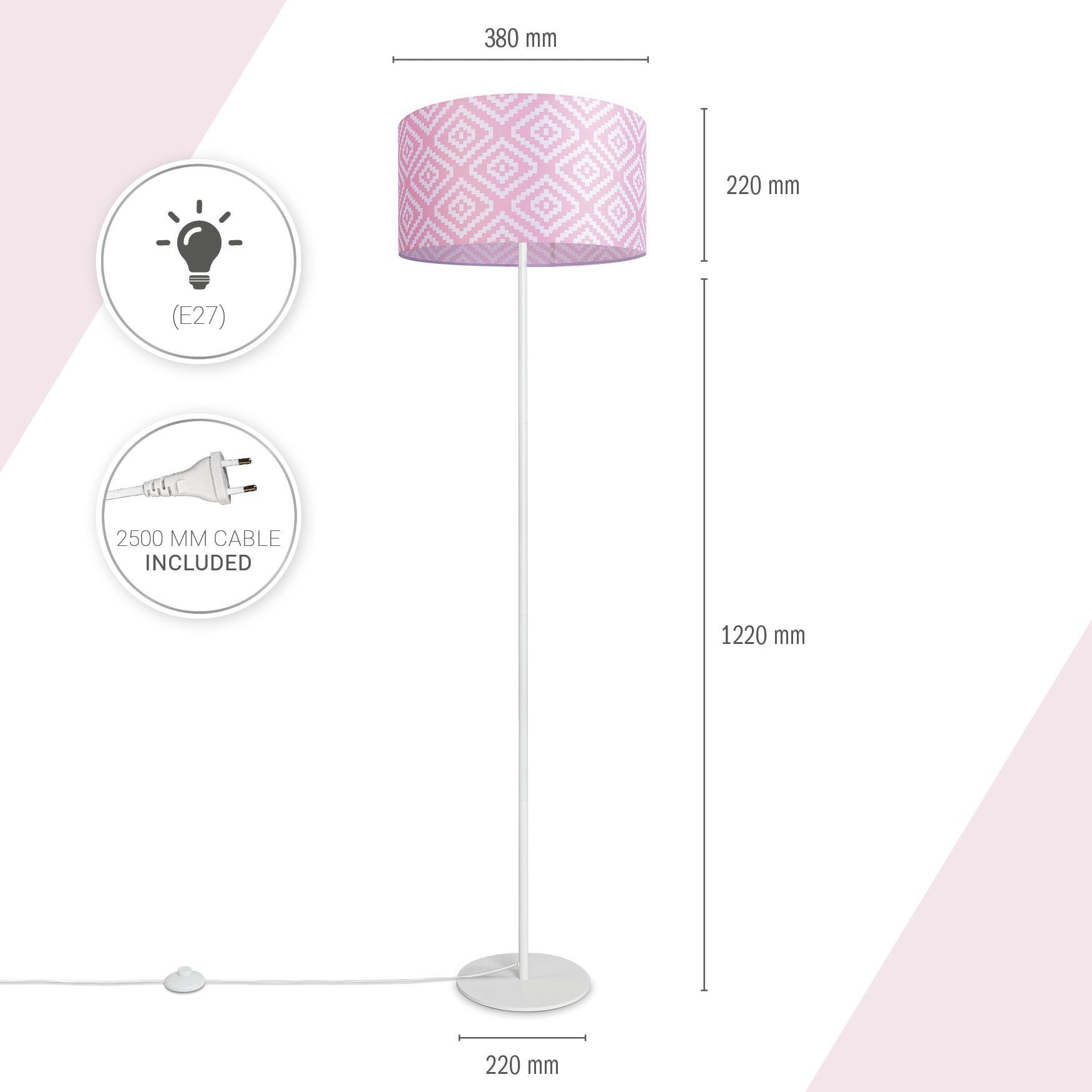 Paco Home Staande lamp Luca Stella Vloerlamp stoffen lampenkap retro vintage E27 textielkap