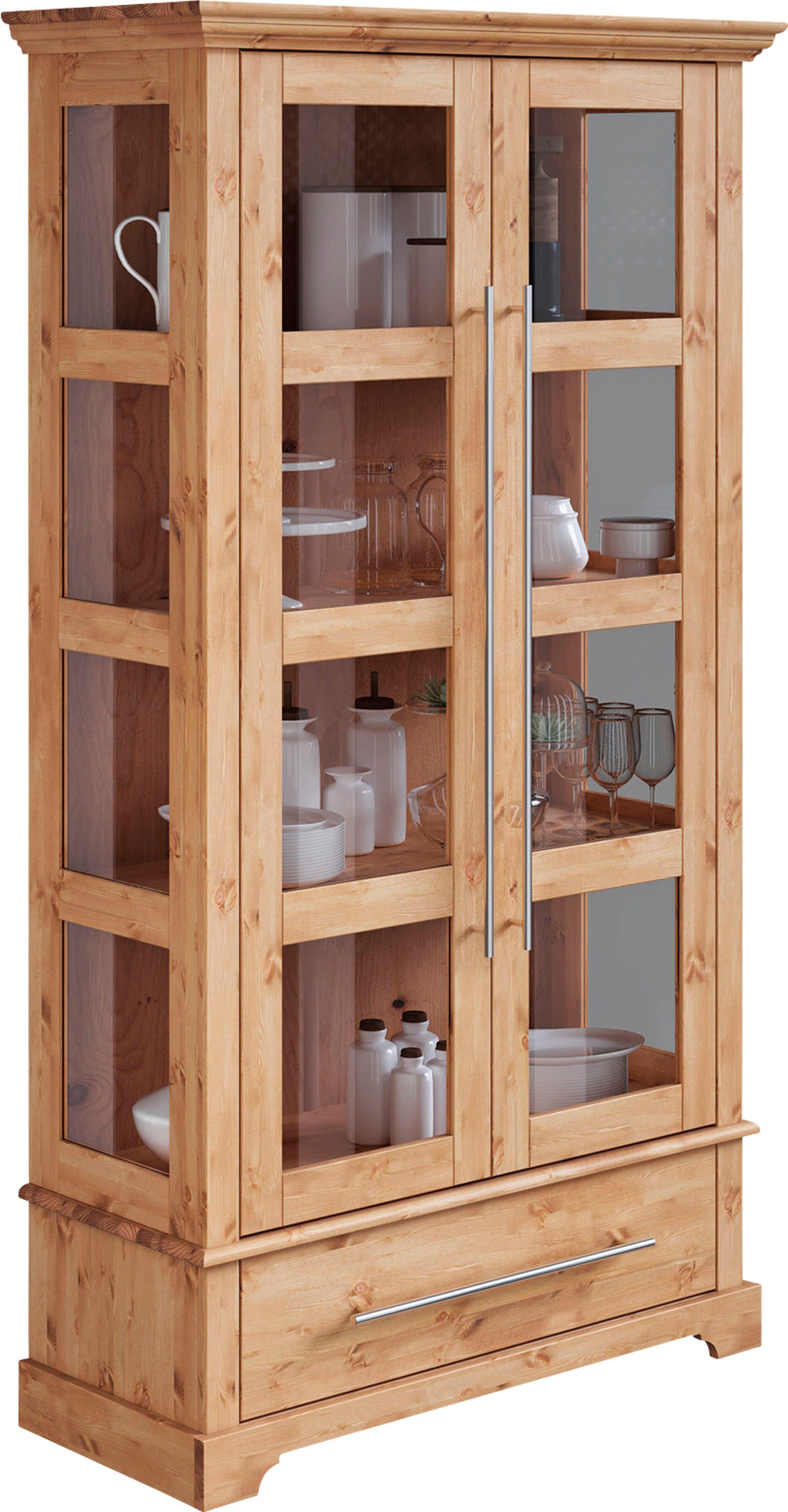 Home affaire Vitrinekast Meliss Hoogte 169 cm, breedte 94 cm, 2-deurs, massief grenen, FSC®