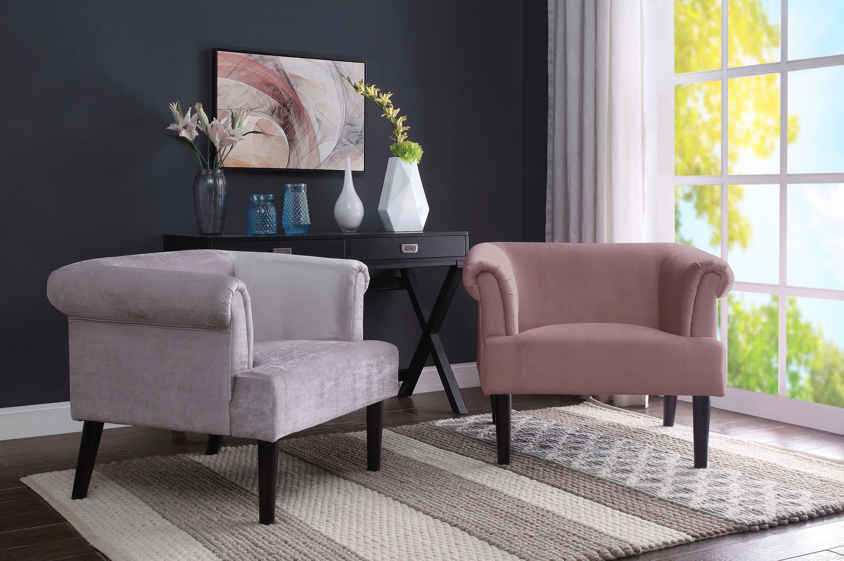 ATLANTIC home collection Fauteuil Charlie Loungestoel met golfvoet