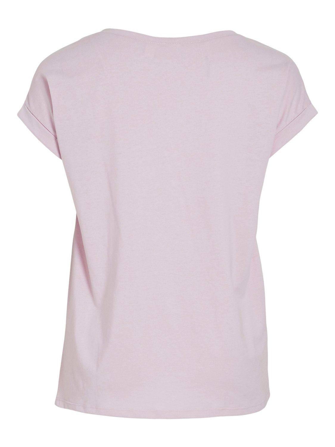 Vila Shirt met ronde hals VIDREAMERS NEW PURE T-SHIRT SU-NOOS Basic dames T-shirt met ronde hals en omgeslagen mouwen