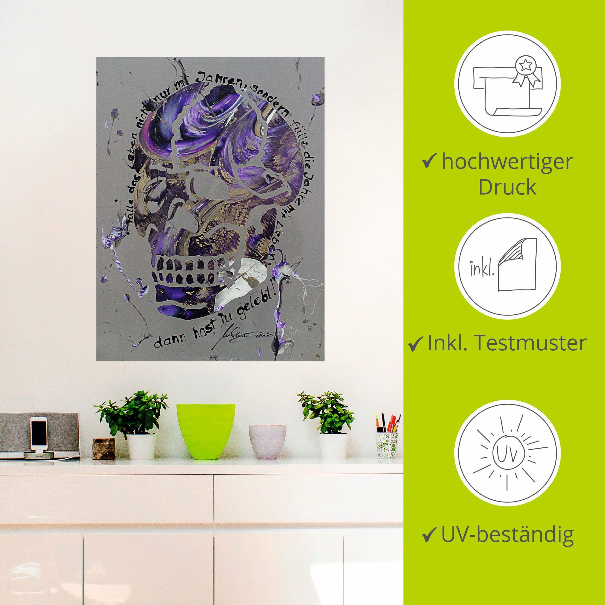 Artland Artprint Doodskop 3 als artprint op linnen, muursticker in verschillende maten