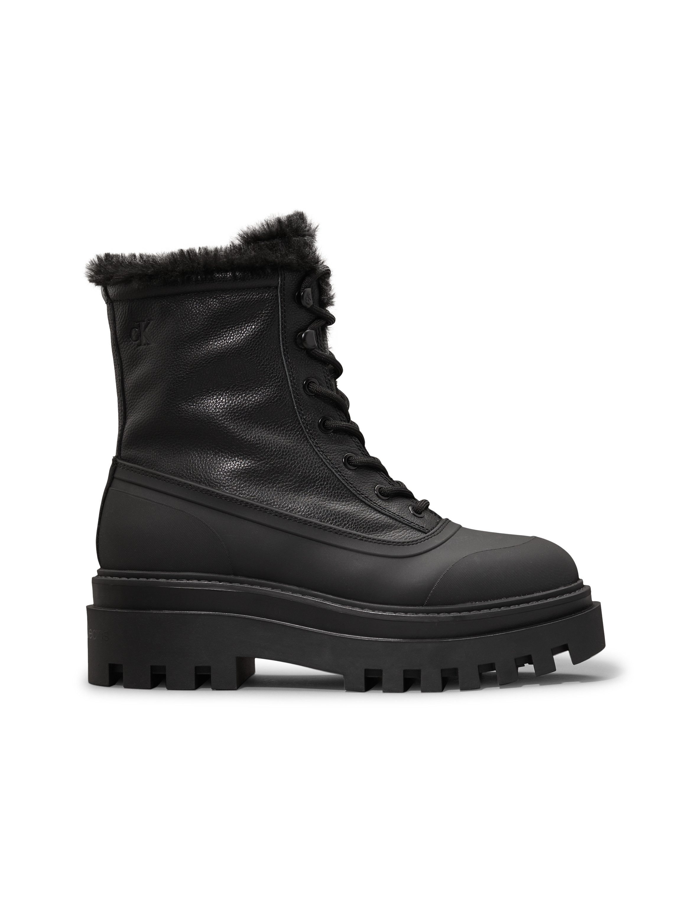Calvin Klein Winterlaarzen FLATFORM LACE UP BOOT PADDED , veterschoenen, enkellaars, plateau-profielzool, met warme voering