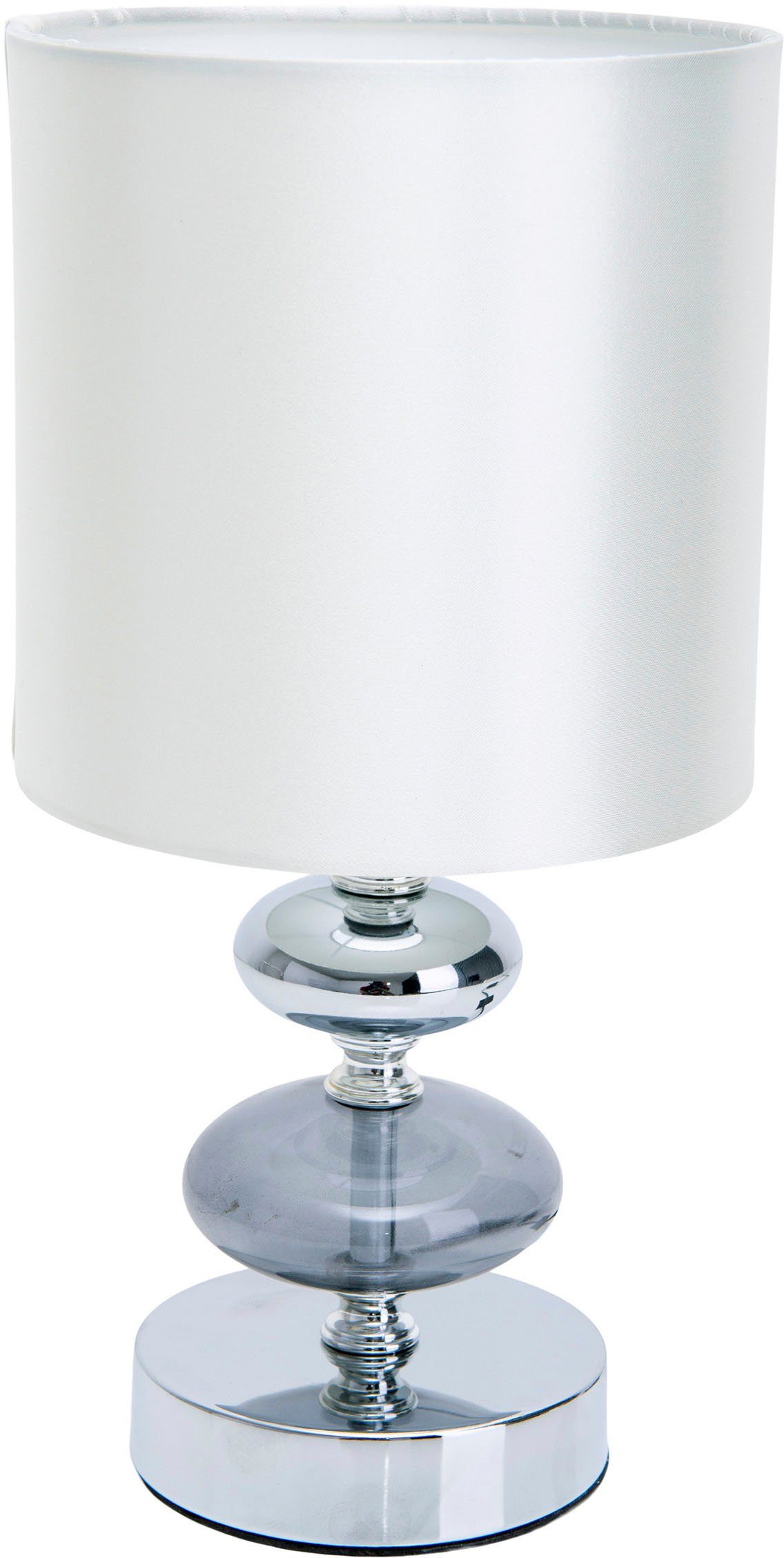 näve Tafellamp Mali E14 max. 40 W, materiaal: metaal/glas/textiel, kleur: wit/chroom, IP20