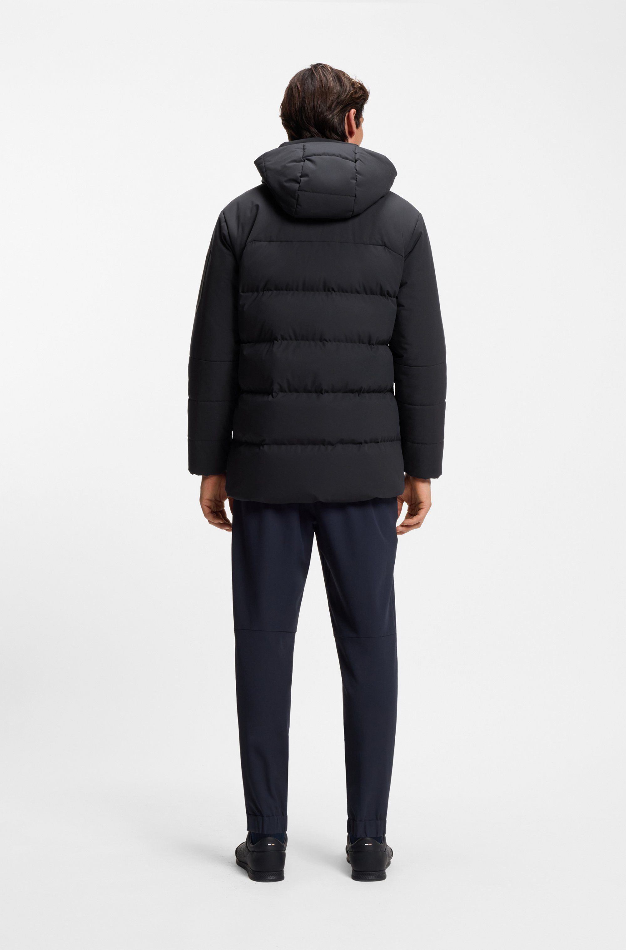 BOSS GREEN Donsjack Opstaande kraag, Regular, afneembare capuchon ademend functioneel Parka
