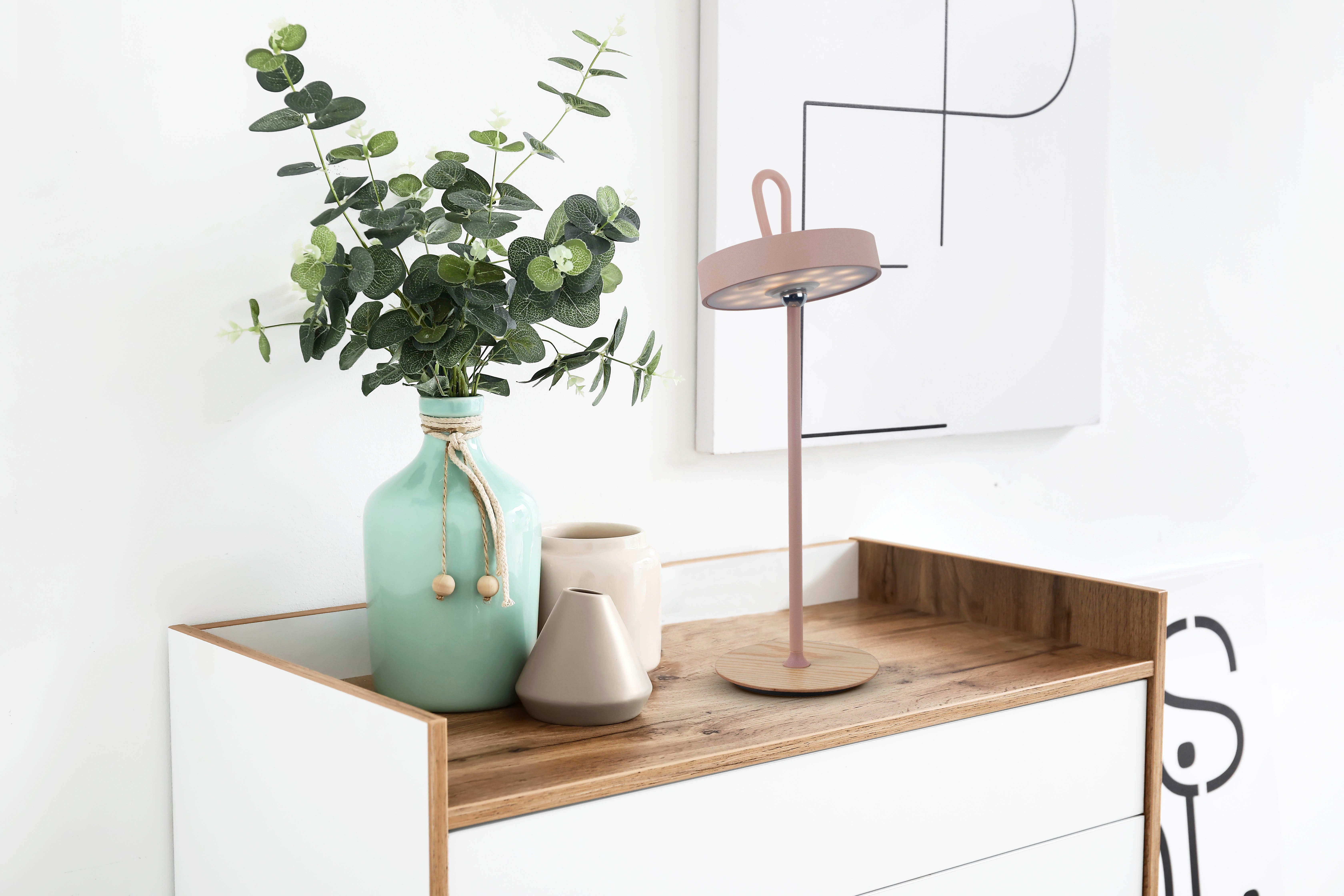Home affaire Led-tafellamp Charmont met houten voet, afneembare hoofdkant als hanglamp te gebruiken oplaadbaar, incl. accu + usb-kabel, hoofdeinde magnetisch, afneembaar, hout (1 stuk)