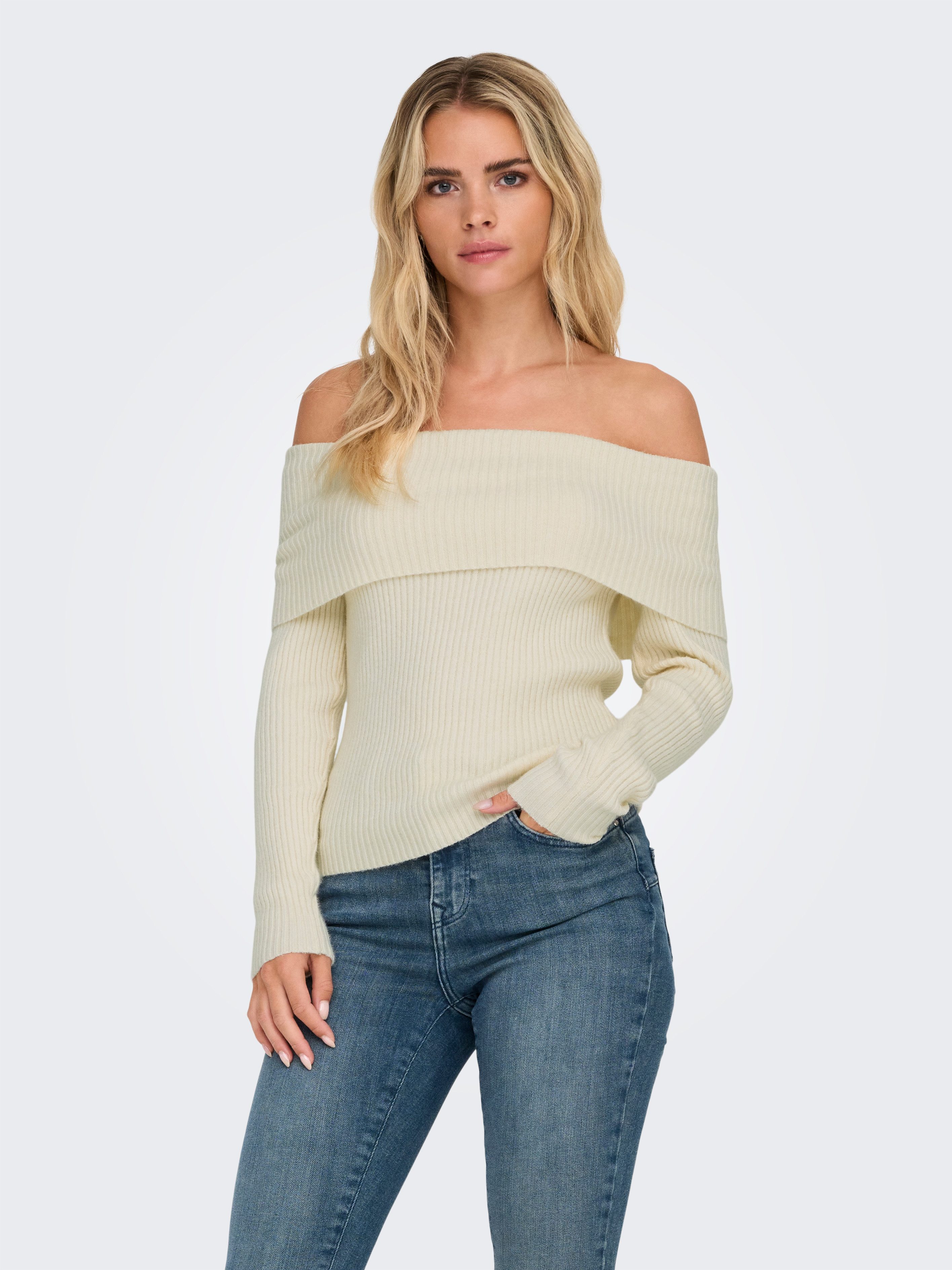 Only Gebreide trui ONLKATIA LS OFF SHOULDER KNT