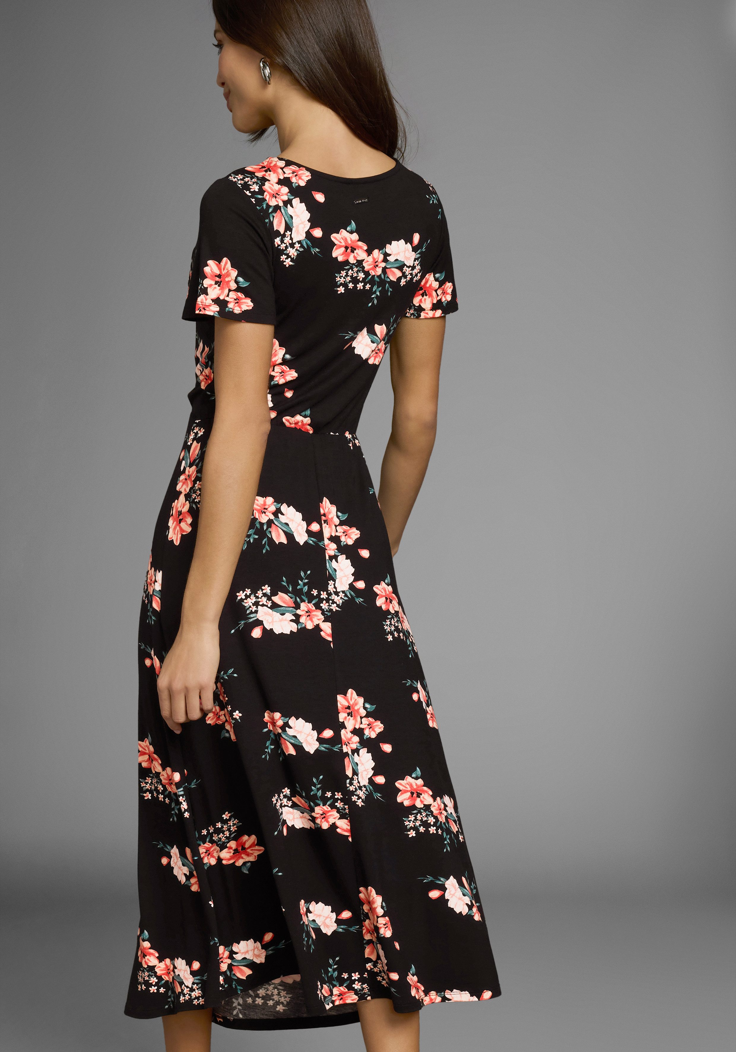 Laura Scott Midi-jurk met romantische bloemenprint en rimpeling - nieuwe collectie