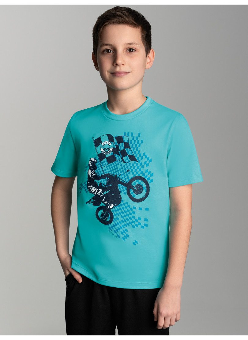 Trigema T-shirt TRIGEMA T-shirt met casual motocross print (1-delig) jongens t-shirts maat 152 groen