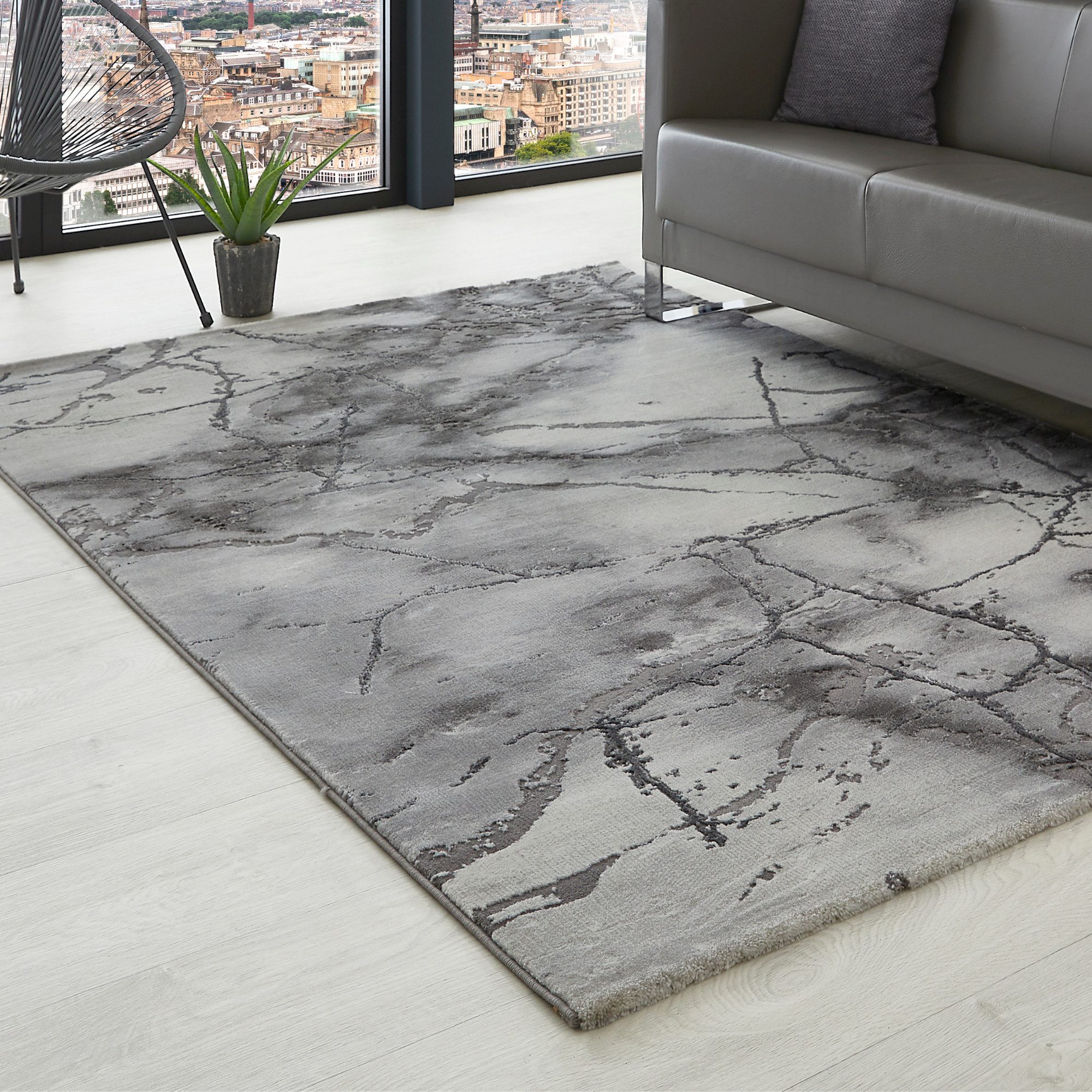LUXOR living Vloerkleed Phoenix modern marmerontwerp, hoog-laag effect, zijde-look, woonkamer
