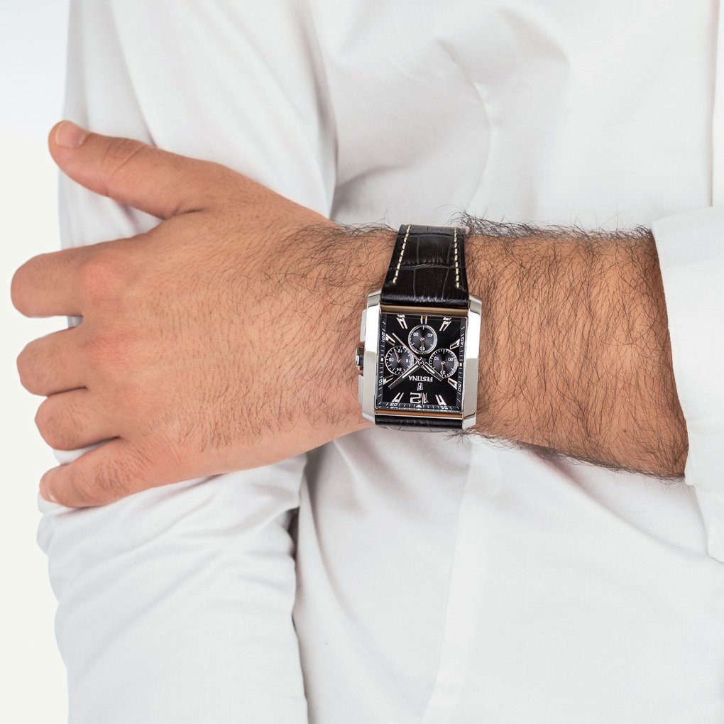 Festina Chronograaf F20636/4 Horloge, quartz, herenhorloge, stopwatchfunctie, leren band