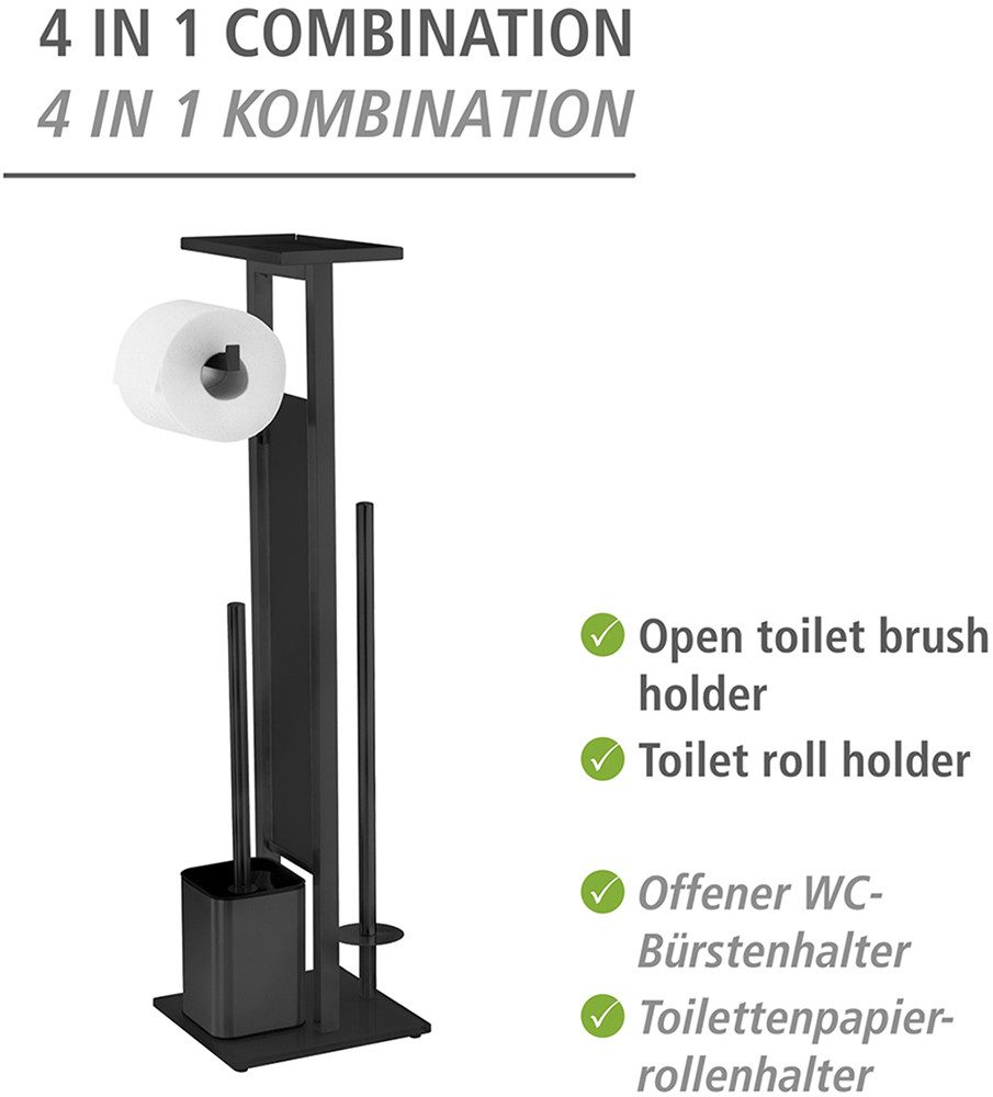 WENKO Toiletset Model Debar Standset met plank, roestvrij staal, bodemplaat van veiligheidsglas