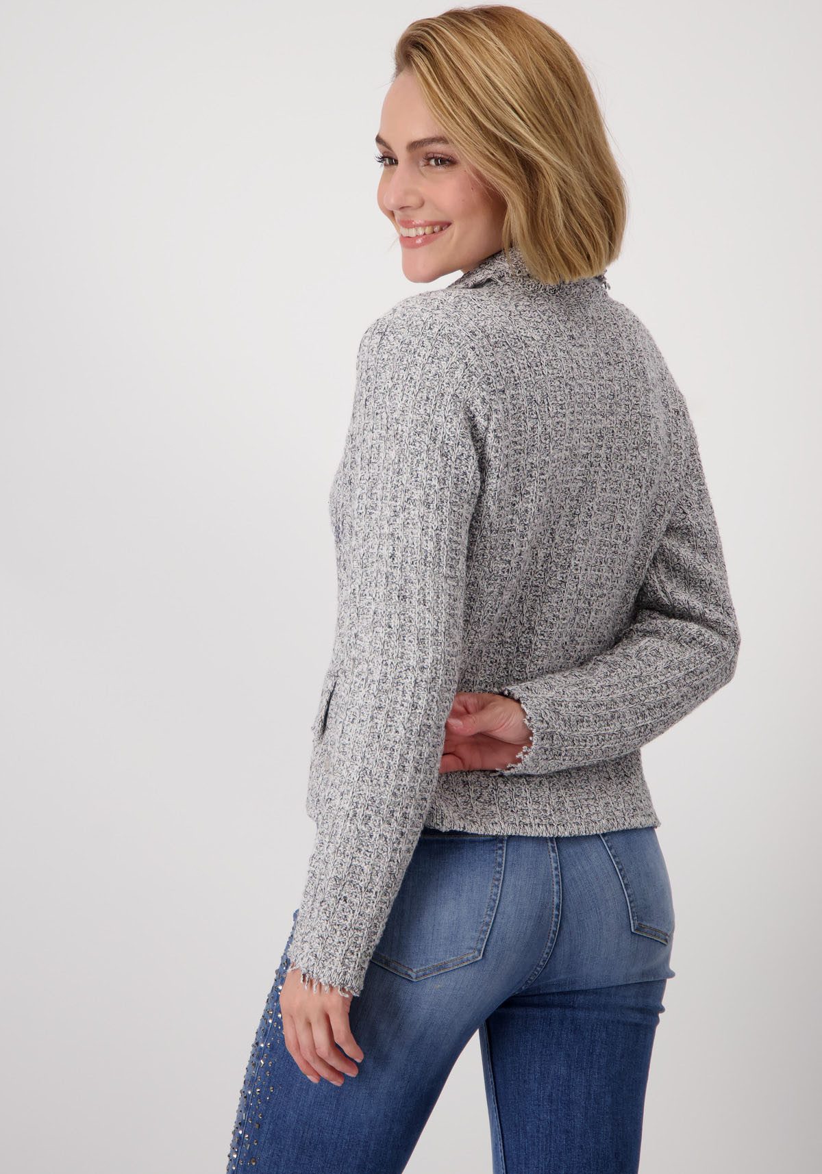 Monari Korte blazer Jas gebreide blazer tweed