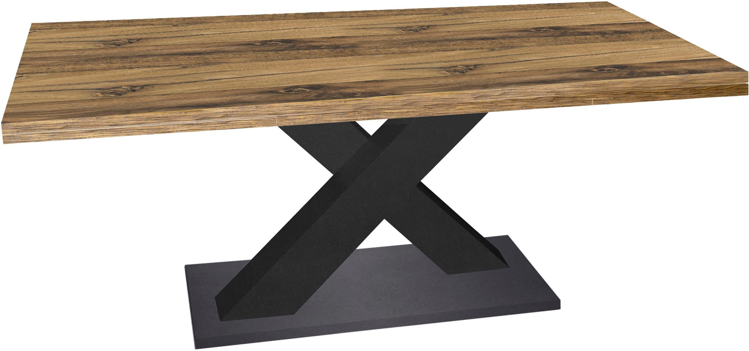 Mäusbacher Eettafel Comfort tafel TOPSELLER! Mäusbacher eettafel met X-frame en voetplaat. Breedte 180-280