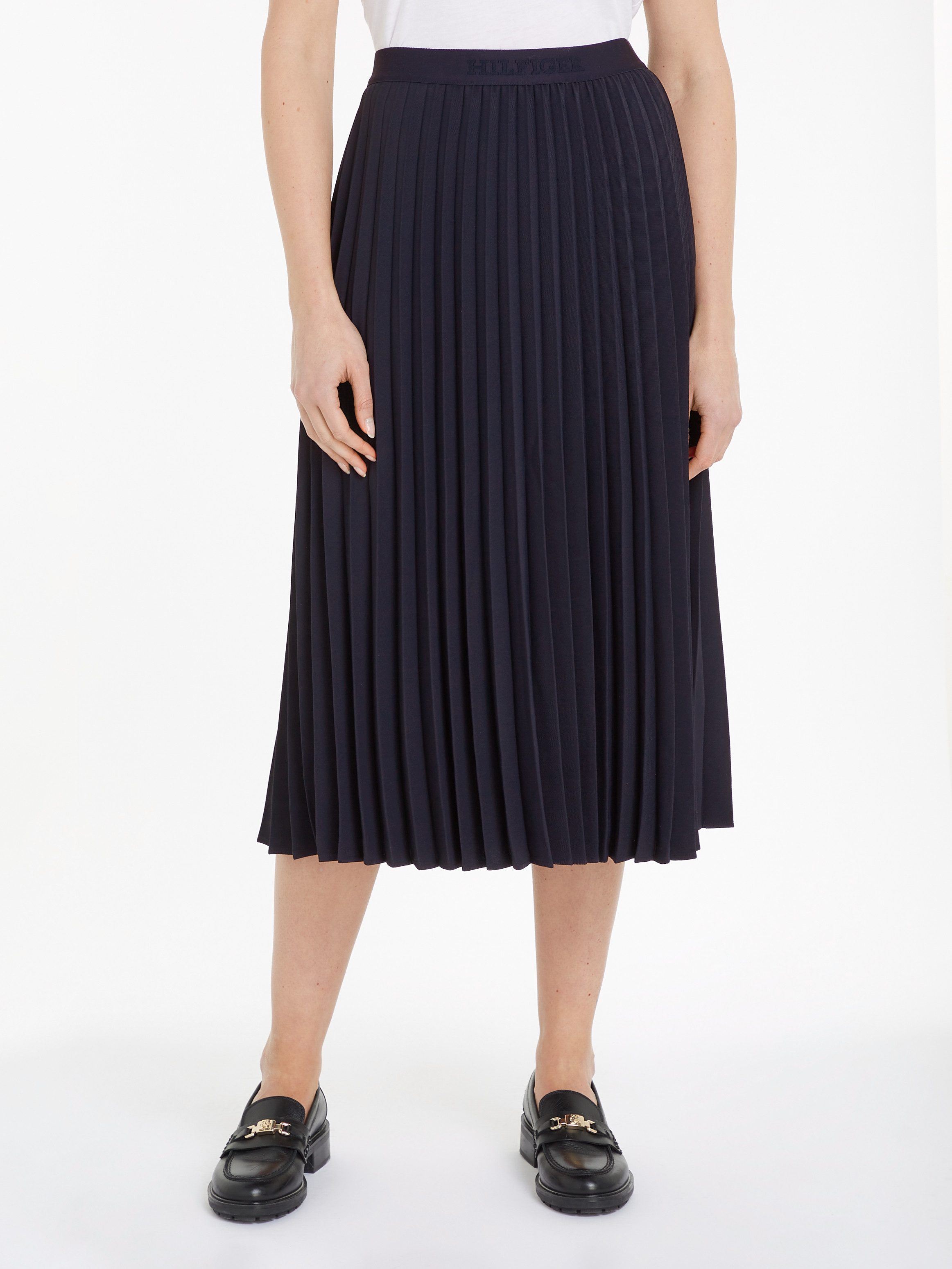 Tommy Hilfiger Plissérok FLUID TWILL PLEATED MIDI SKIRT