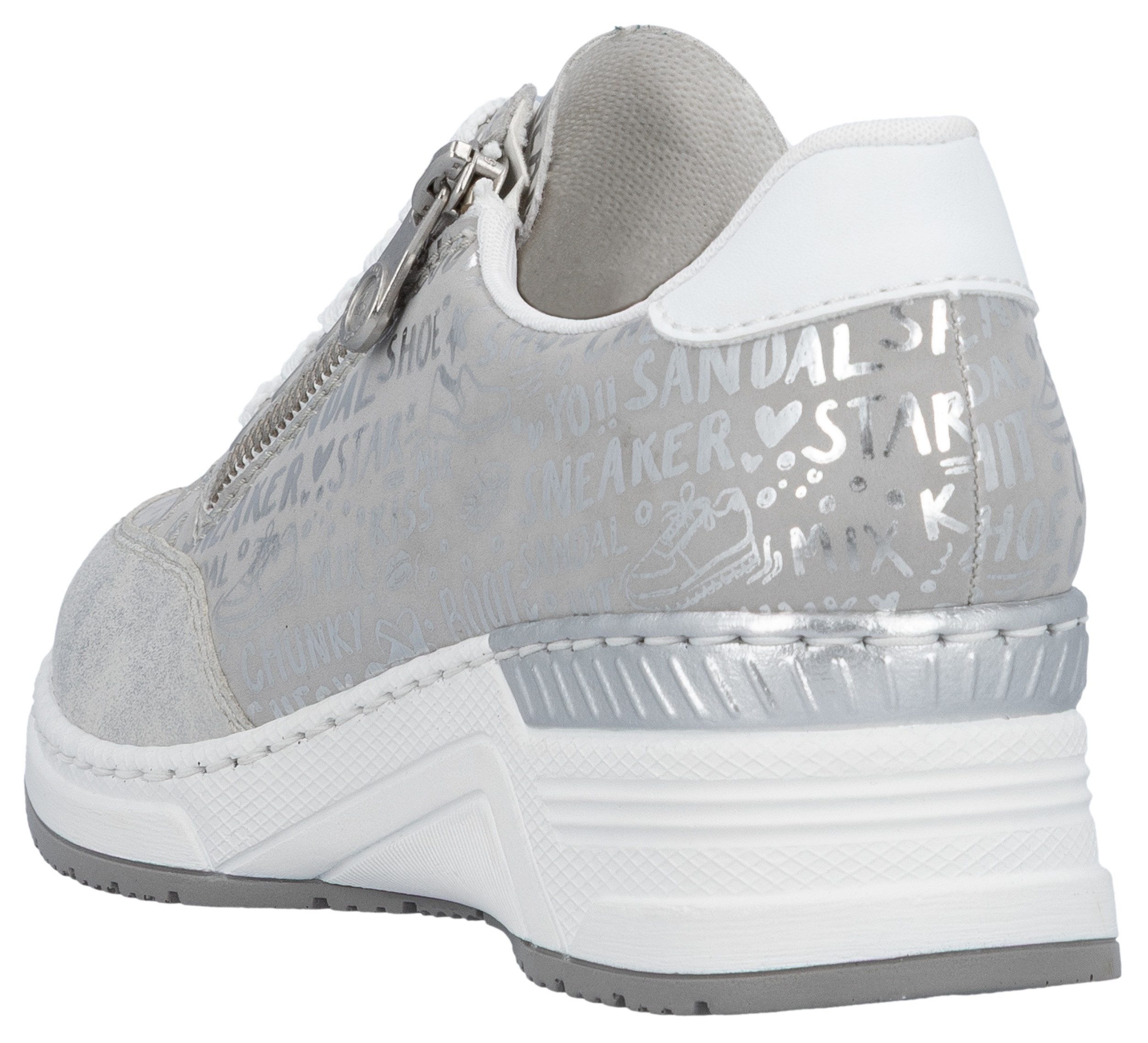 Rieker Sneakers bedrukt met letters, vrijetijdsschoen, lage schoen, veterschoen
