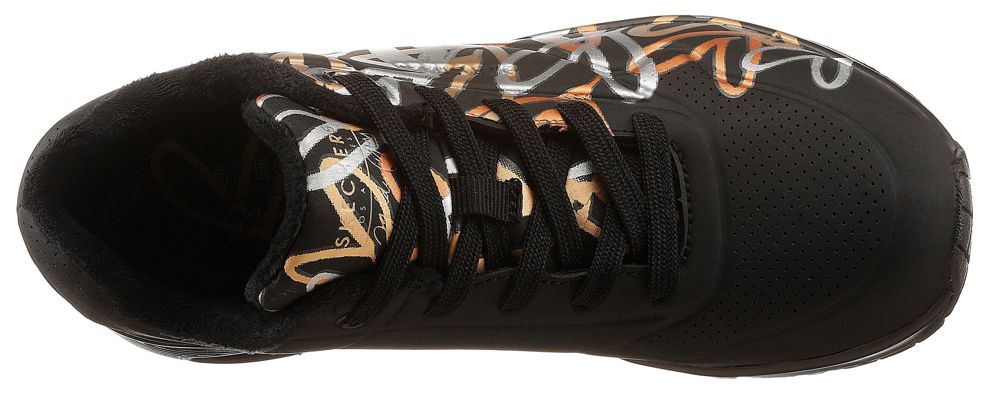 Skechers Sneakers UNO - METALLIC LOVE Vrijetijdsschoen, lage schoen, veterschoen met trendy metallic-print