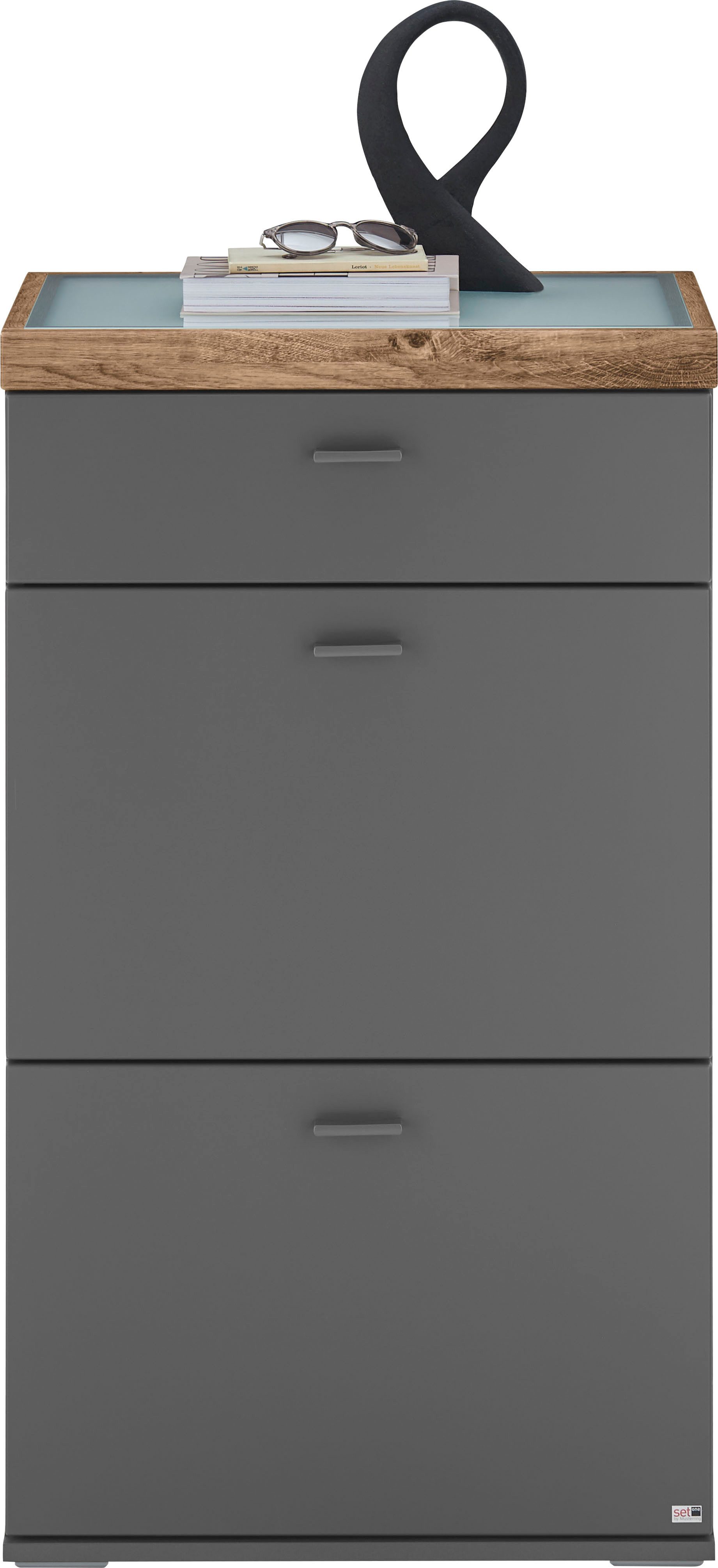 set one by Musterring Highboard Lancaster Dielen inclusief led-verlichting, in 2 kleuren verkrijgbaar, b 61 x h 91 cm