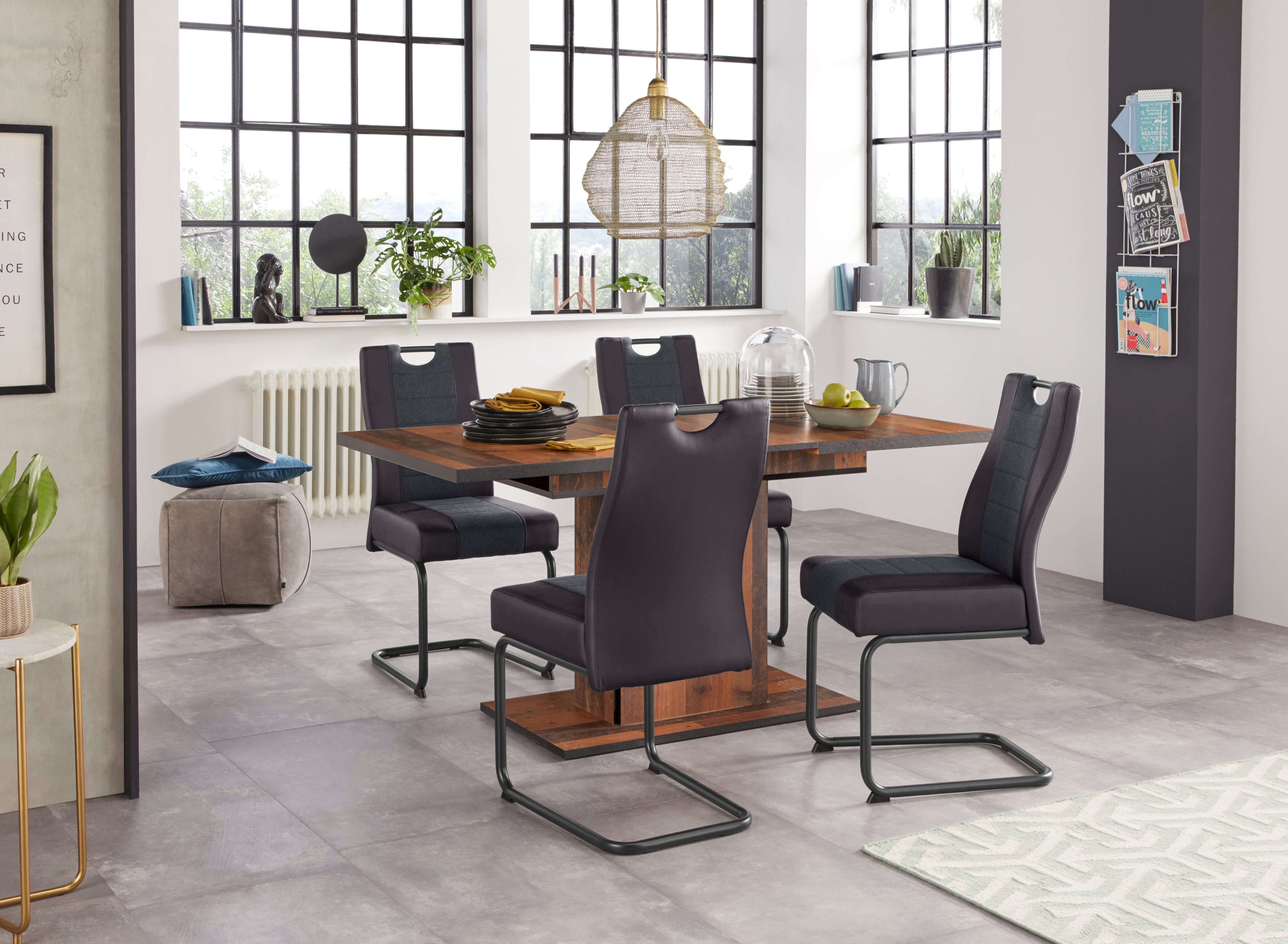 HELA Eethoek bestaand uit 4x stoel erika & 1x tafel ariana uittrekbaar (set, 5-delig)