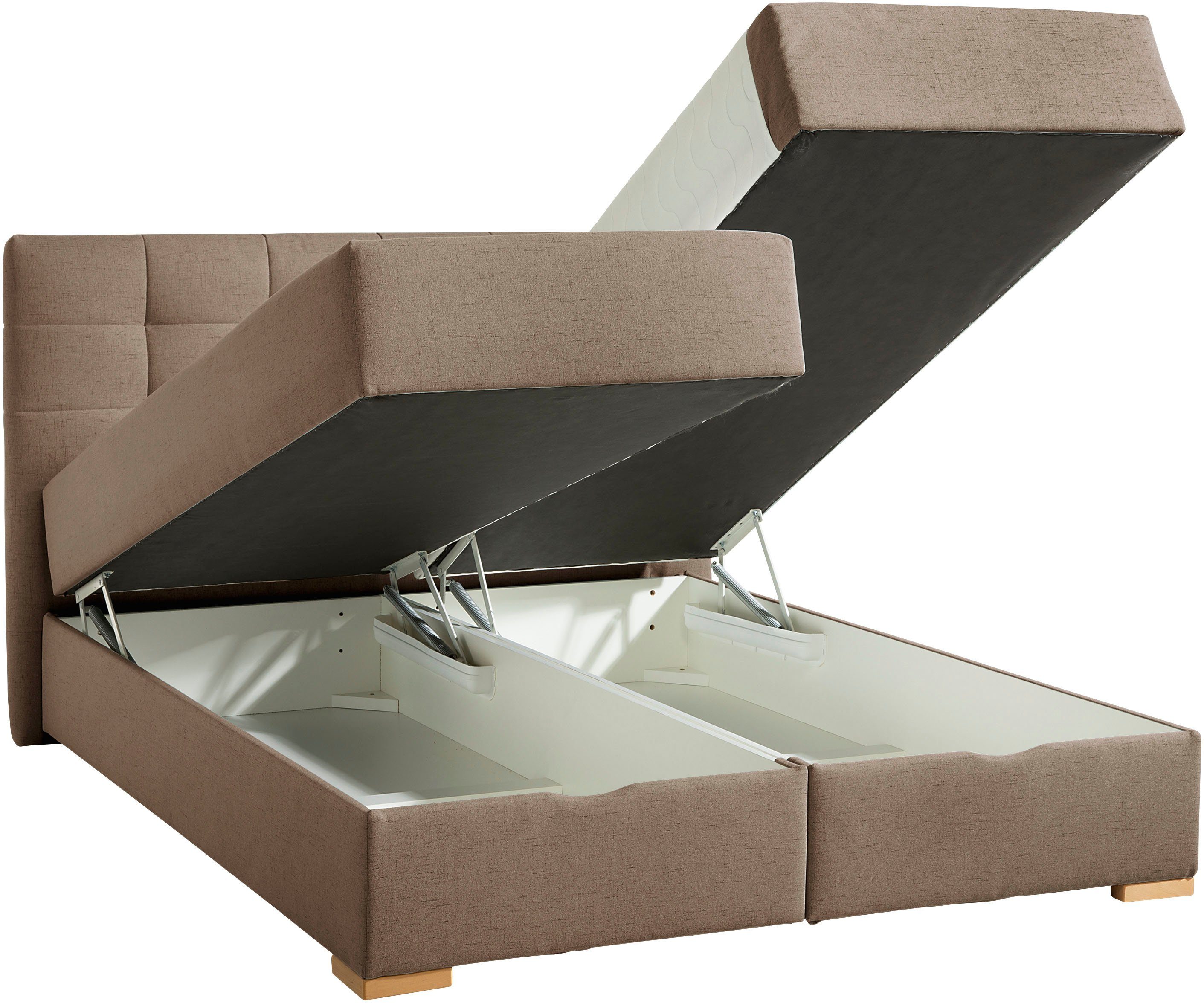 Home affaire Boxspring Olivet in 4 kleuren, 4 breedten, 2 matrassoorten, ook in extra lang 220 cm