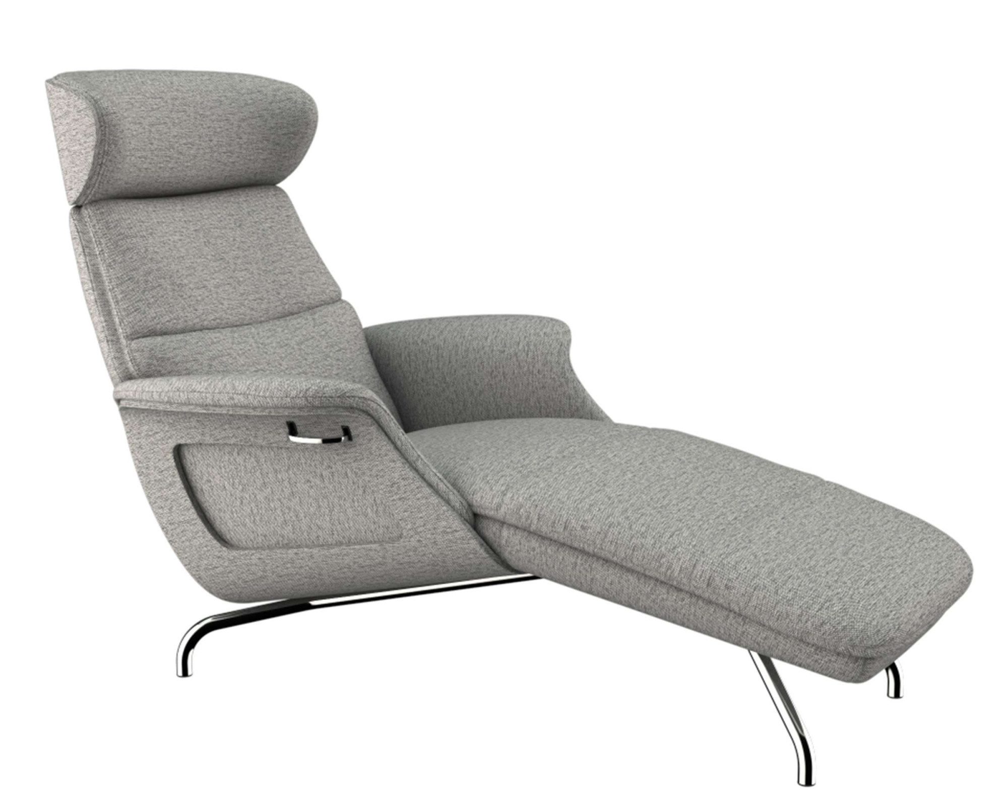 FLEXLUX Loungestoel Clement chaise longue, relaxstoel, ligstoel Rug- en hoofdsteunverstelling, armleuning gepolsterd geolied, voet van aluminium