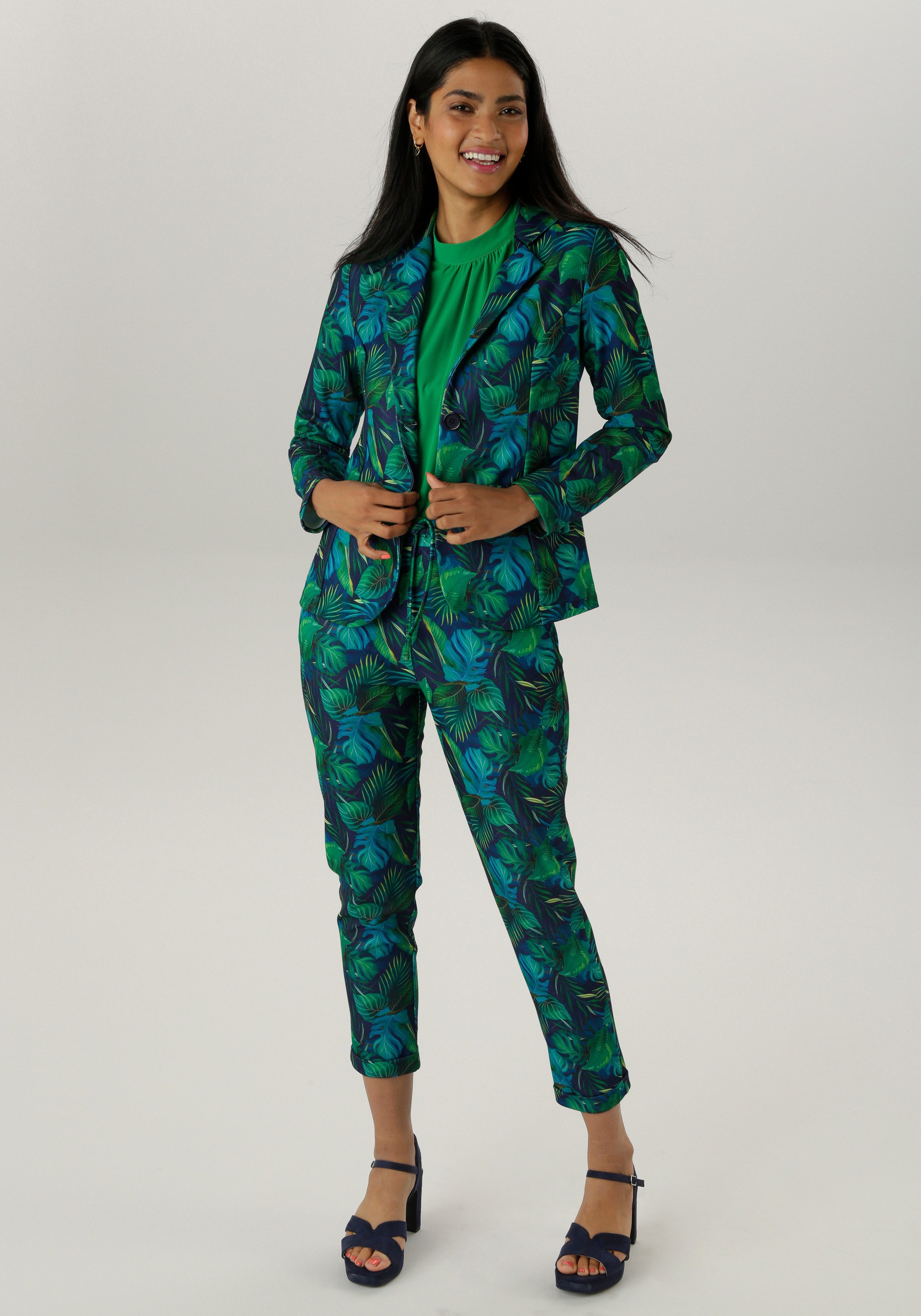 Aniston SELECTED Jerseyblazer met grootschalig en abstract bladerenpatroon nieuwe collectie