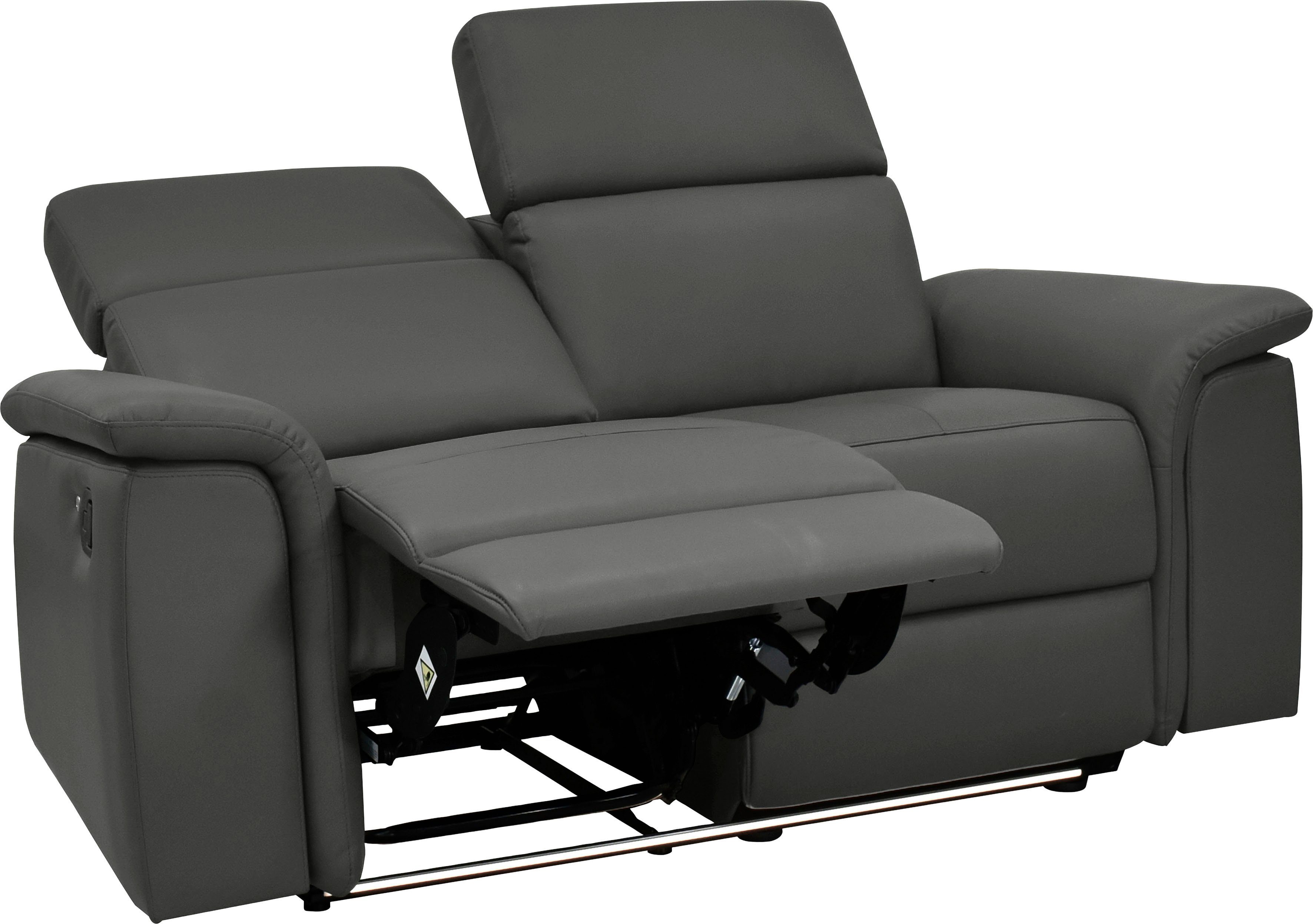 Places of Style 2-zitsbank Pareli 172 cm, handmatige en elektrische relaxfunctie USB, hoofdsteunverstelling, LED, in echt leer, kunstleer, web