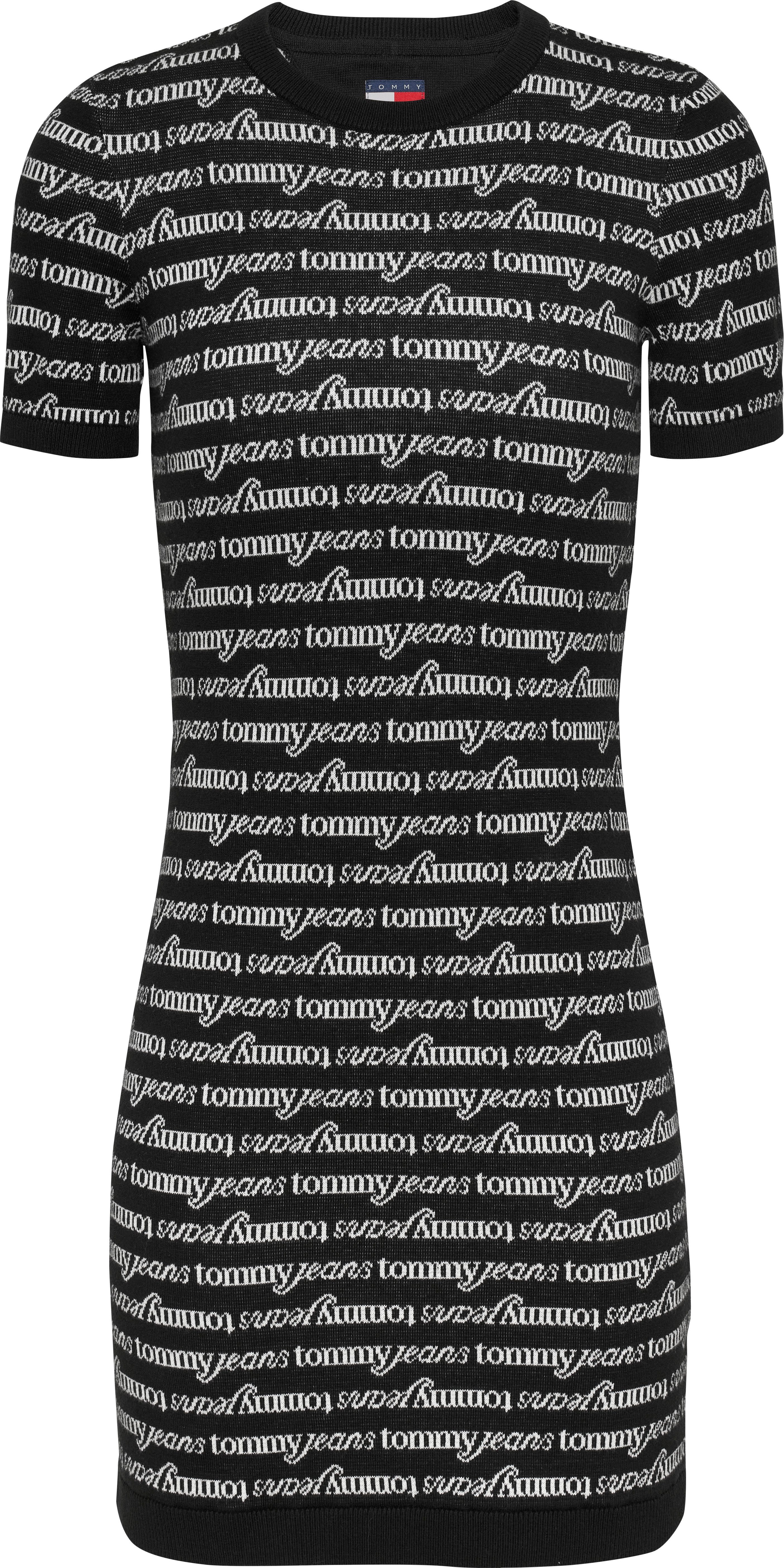 TOMMY JEANS Gebreide jurk TJW SCRIPT AOP SWEATER DRESS