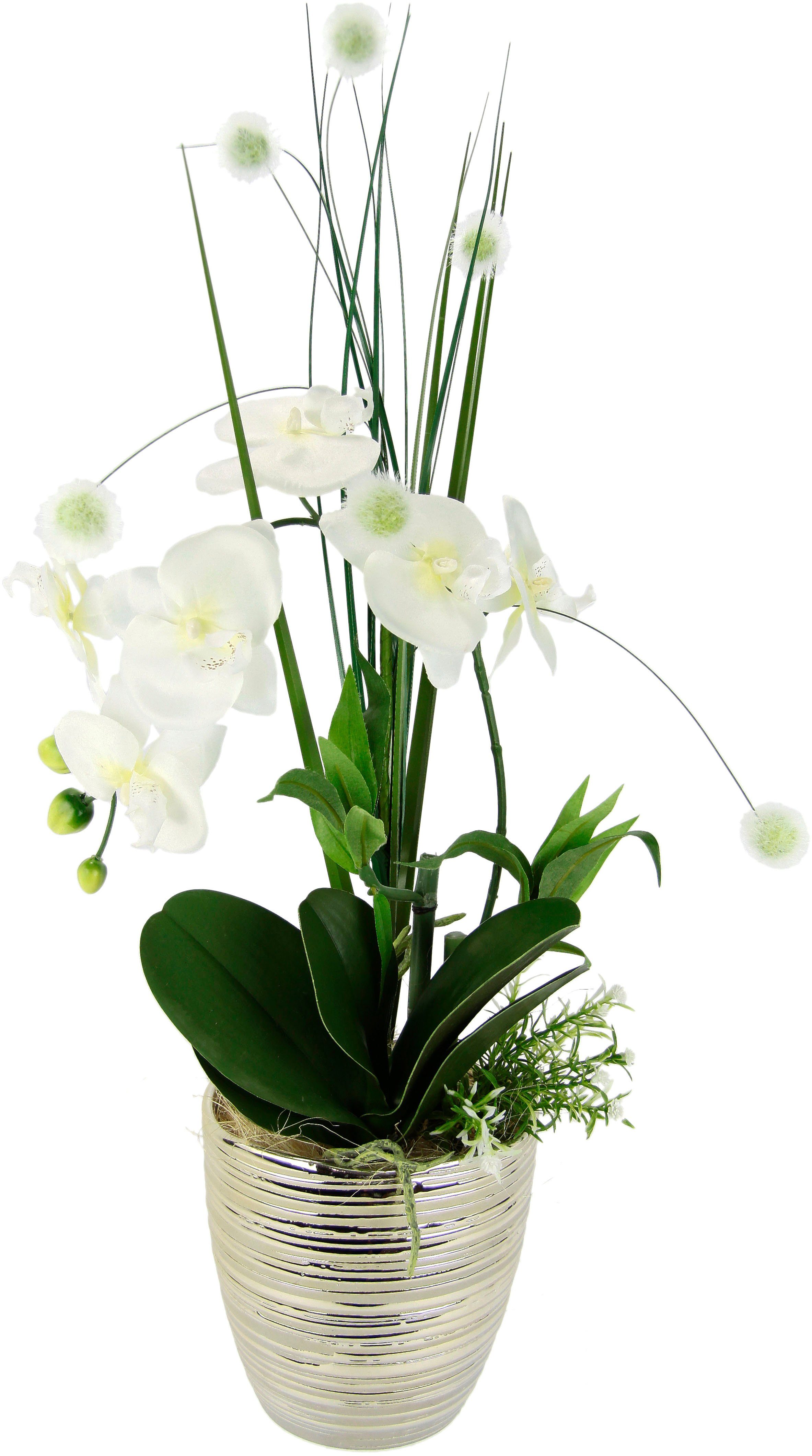 I.GE.A. Kunstbloem Arrangement orchidee/gras Pot van keramiek (1 stuk)