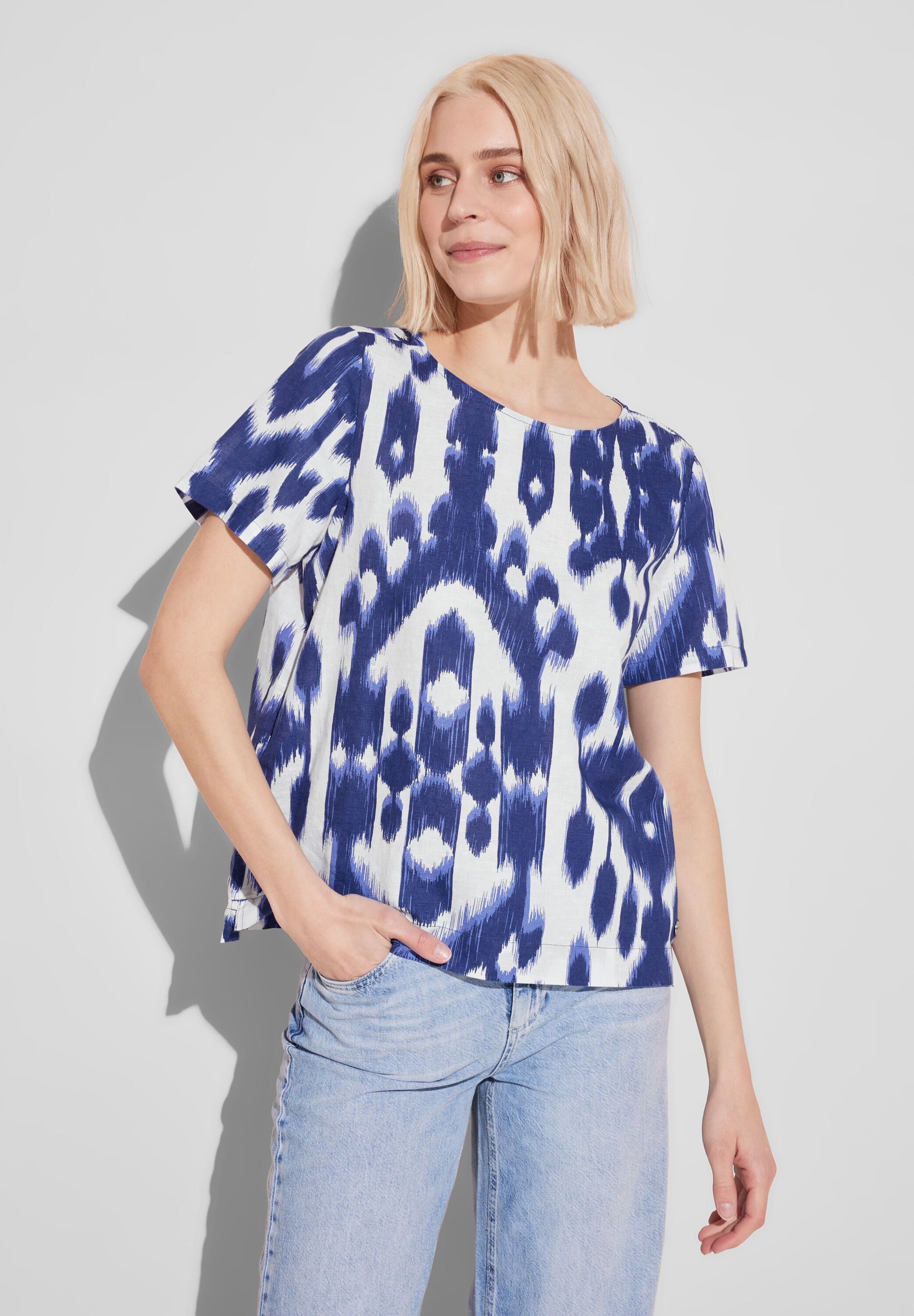 STREET ONE Top met een grafisch motief dames tops maat 44 blauw