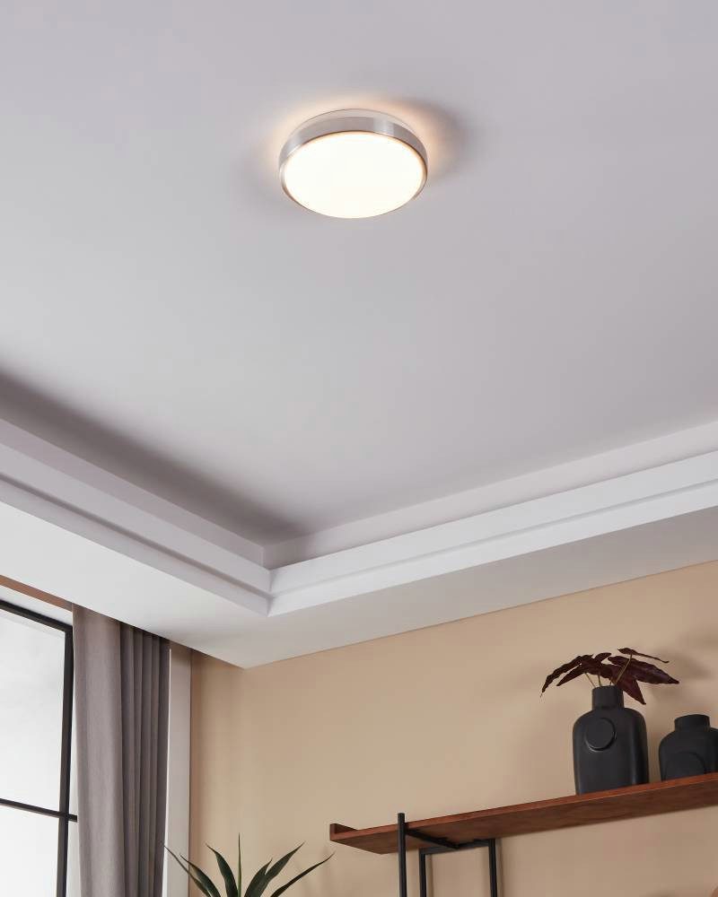 EGLO Led-plafondlamp COMPETA 1 plafondlamp, wit, nikkel-mat, rond, woonkamerlamp (1 stuk)