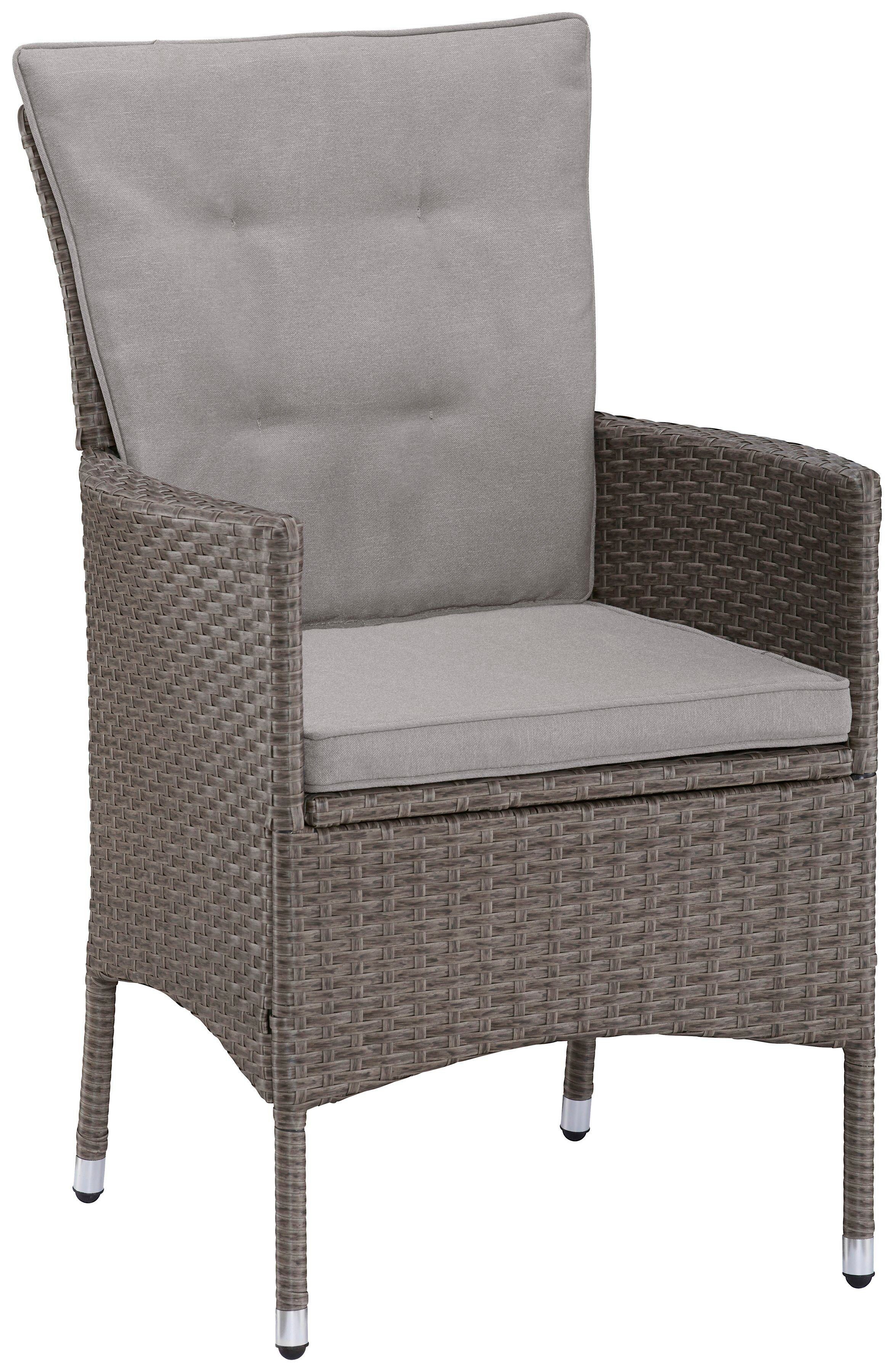 KONIFERA Tuin-eethoek Balkonset "Mailand" Polyrattan, tafelblad van veiligheidsglas, verzinkt staal (set, 7-delig)