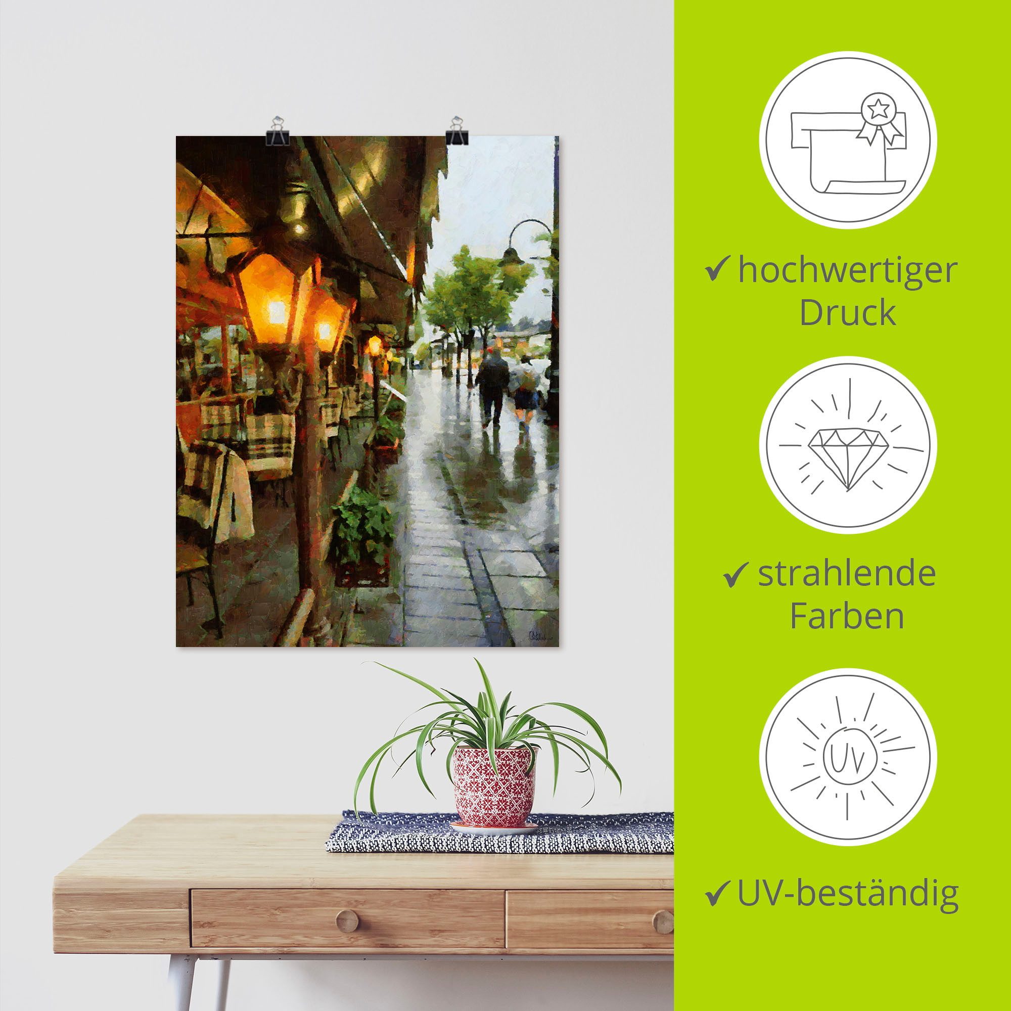 Artland Artprint Restaurant Lampen als artprint van aluminium, artprint voor buiten, artprint op linnen, poster in verschillende maten. maten