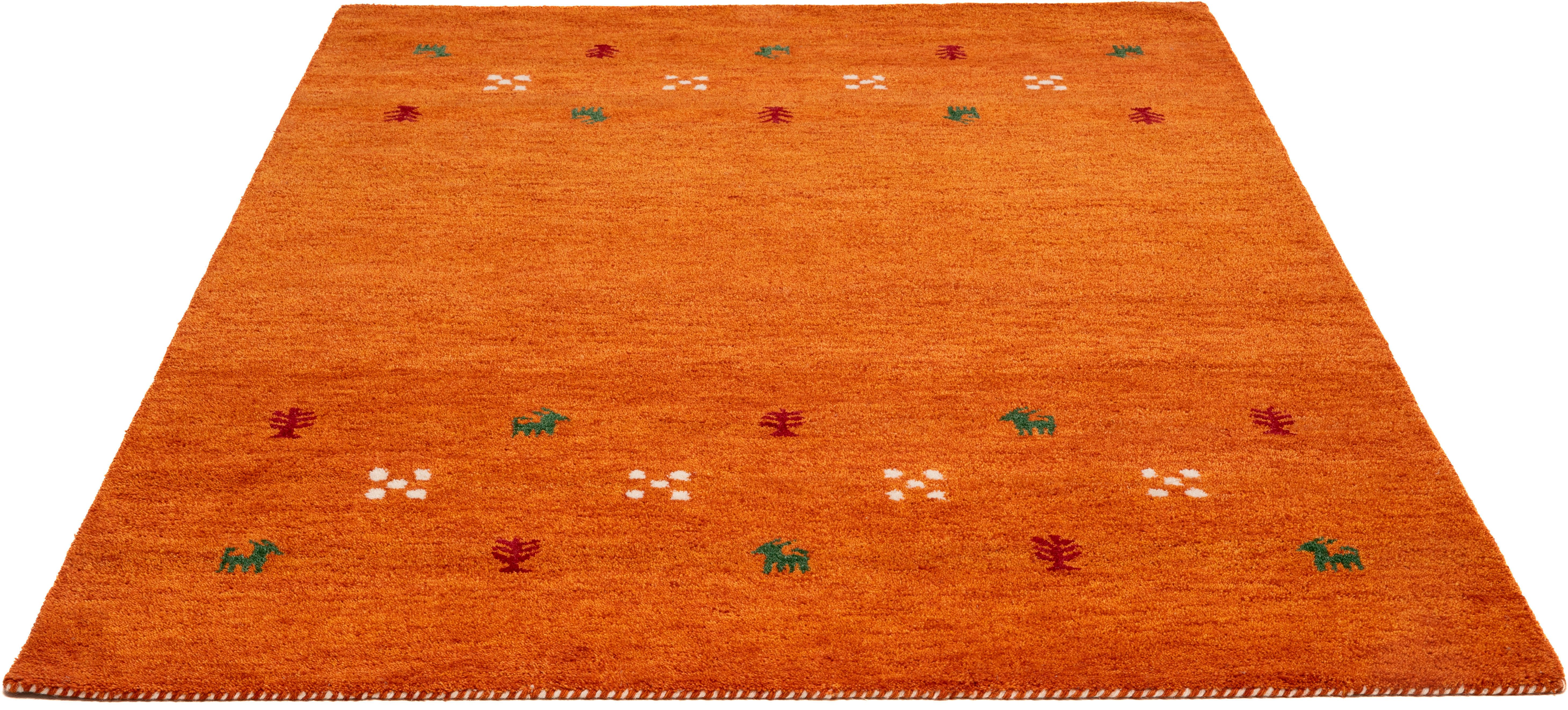 THEKO Wollen kleed Gabbeh motief, handgeweven tapijt, dierenmotief, 100% wol, handgeweven