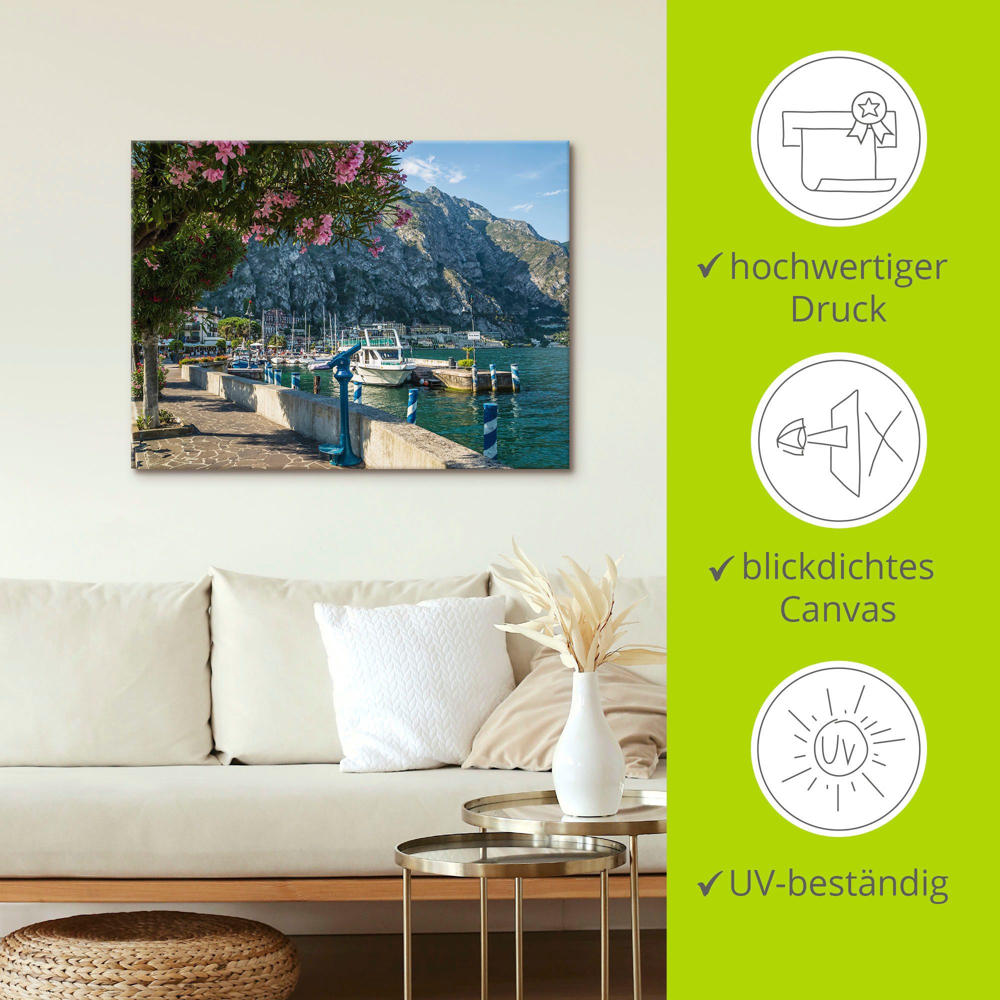 Artland Artprint op linnen Gardameer haven Limone sul Garda I