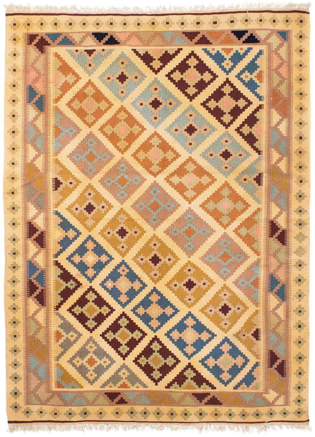 morgenland Wollen kleed Kelim Fars Nomadisch marone chiaro 190 x 142 cm Oriëntaalse look