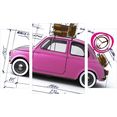 conni oberkircher´s beeld met klok pink mini car met decoratieve klok (set) wit