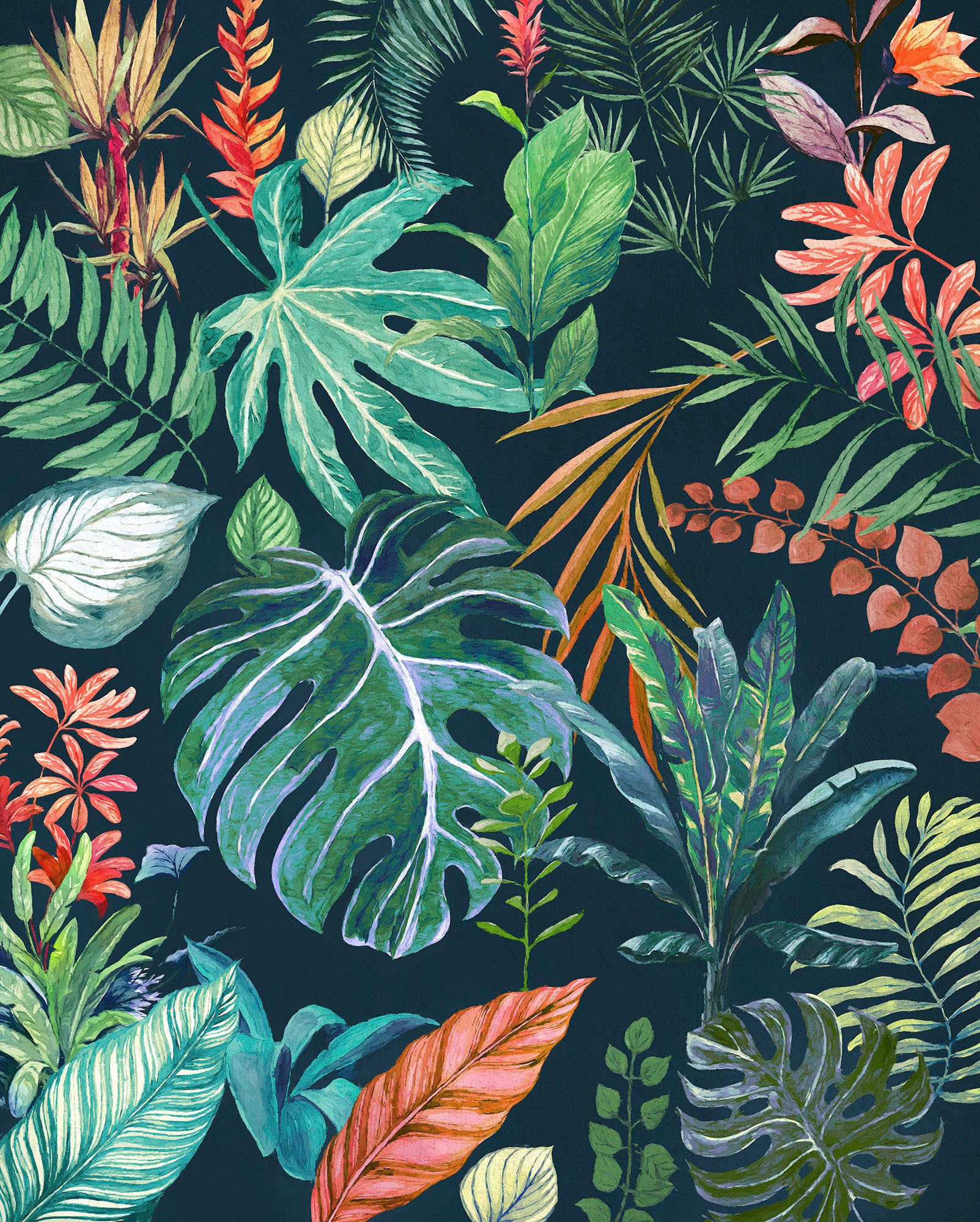 Komar Fotobehang Digitale print vlies - Colourful Leaves - Afmeting 200 x 250 cm (1 stuk)